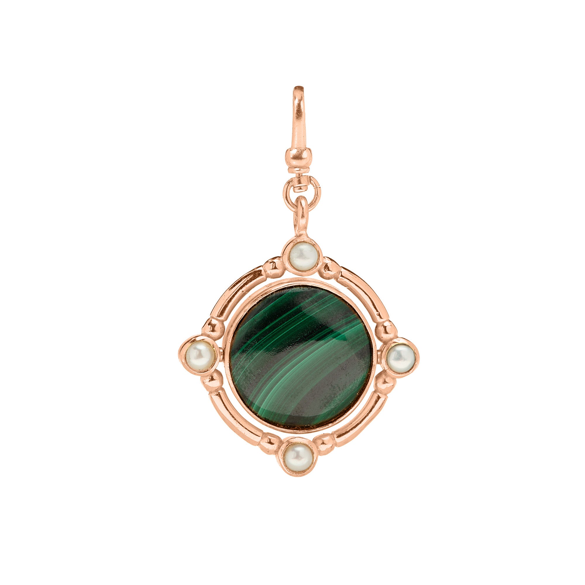 The Odette(Jodette): Pink Opal & Malachite 4-in-1 Reversible/Flippable Charm