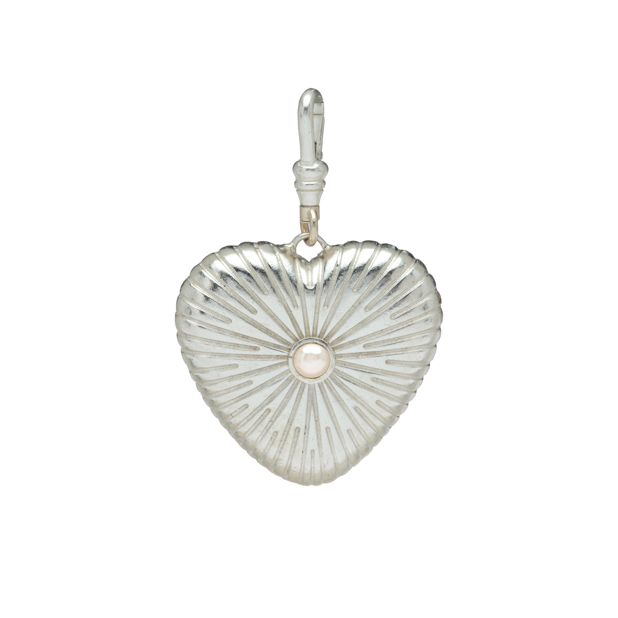 Engraved Puffy Heart Reversible Gemstone Charm