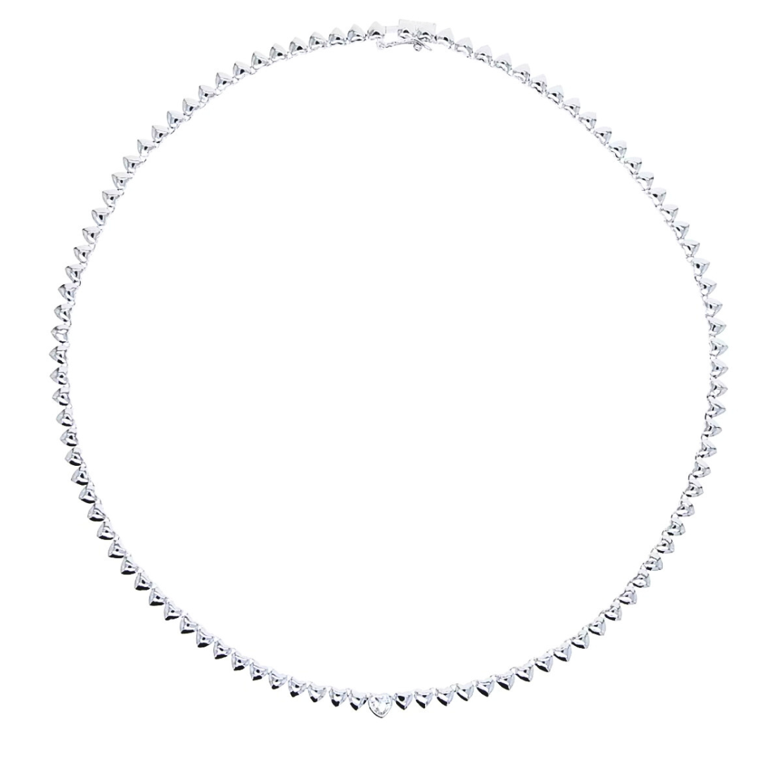 Sterling Silver Heart Tennis Necklace: The Laurel