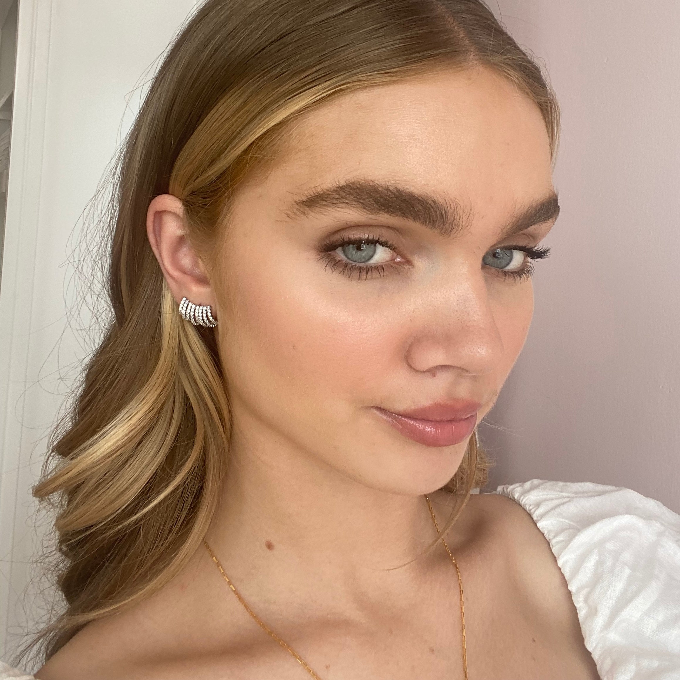 The Johanna: White Topaz Aligned Climber Earrings