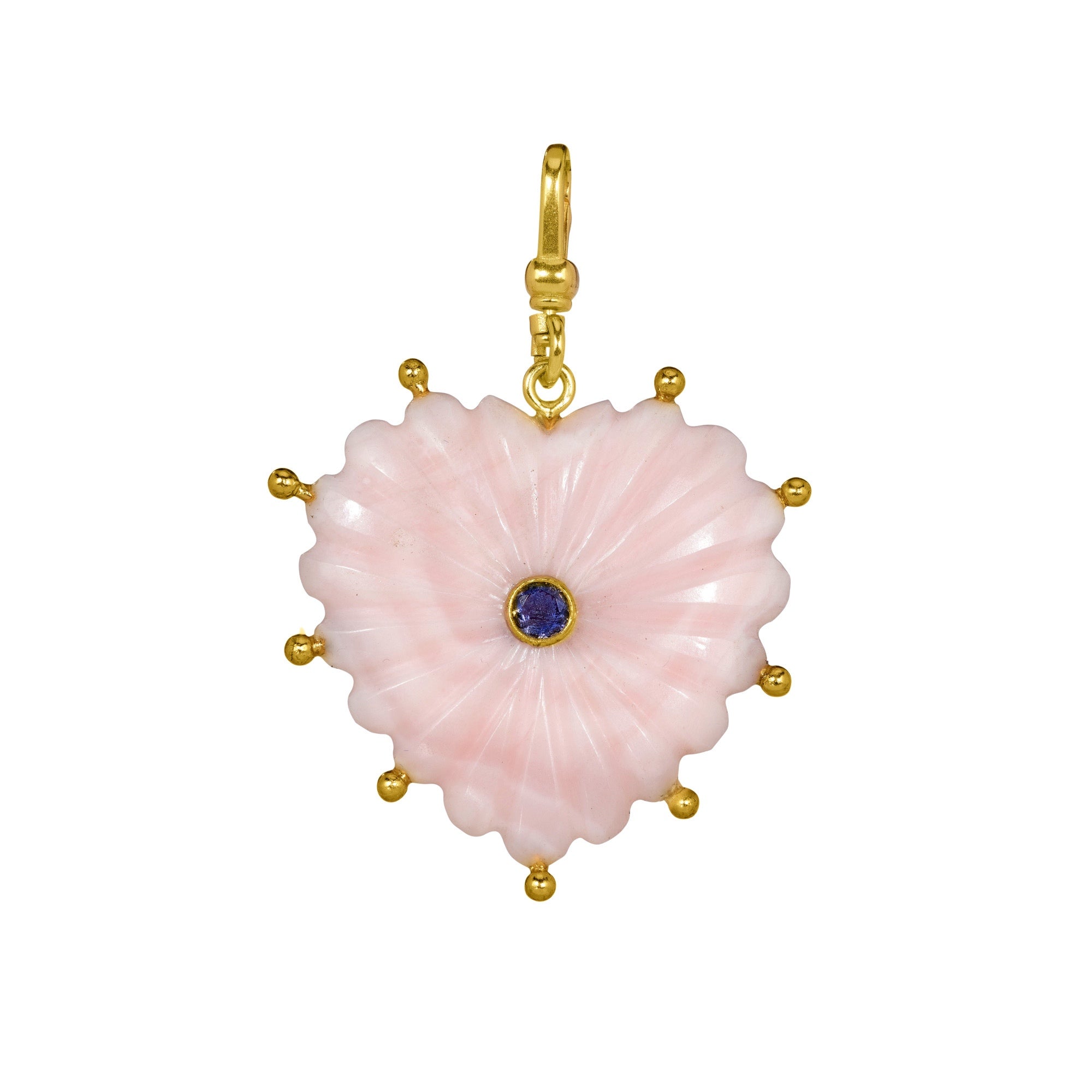 Reversible Carved Pink Opal Heart: The Mabel
