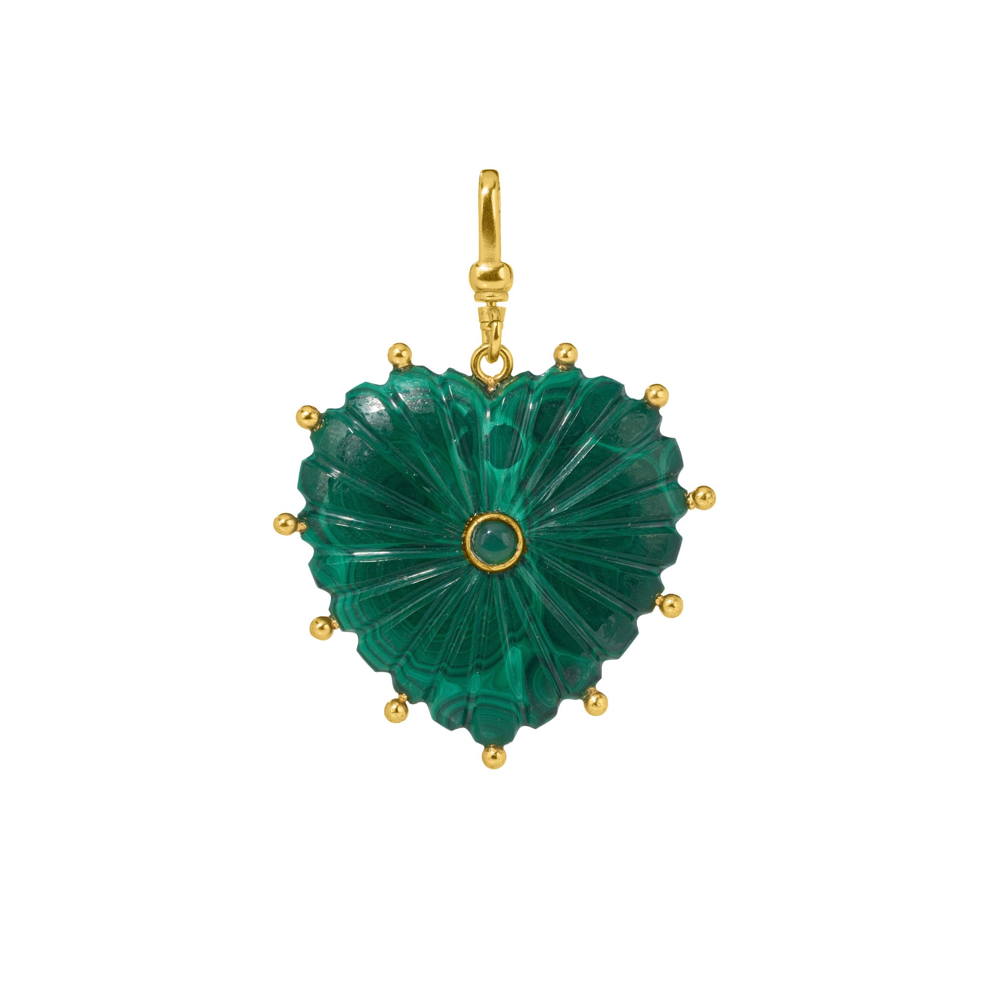 The Mabel: Reversible Carved Malachite Heart