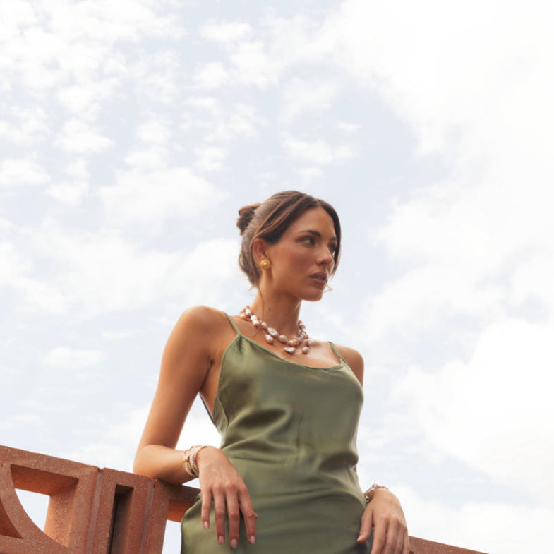 The Annabelle: Pink Baroque Pearl & Chain Necklace