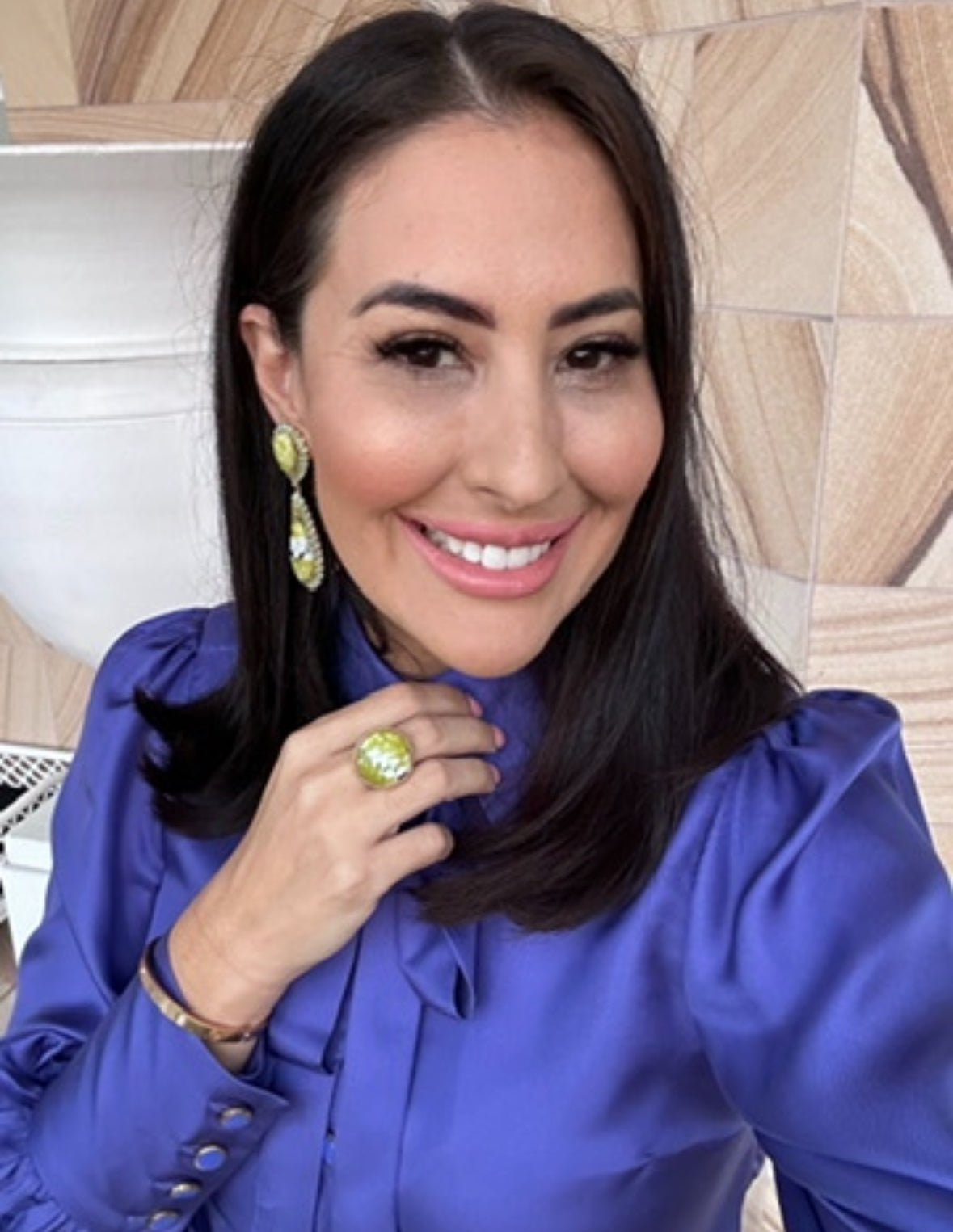 18k Gold Vermeil Lizardite Drop Earrings: The Irena