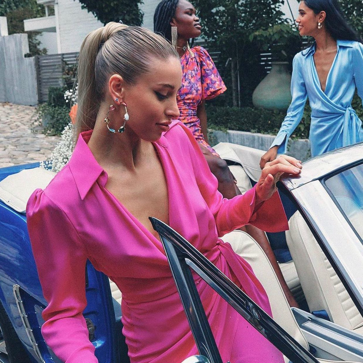 Multi Gemstone and White Topaz Statement Hoops: The Christa