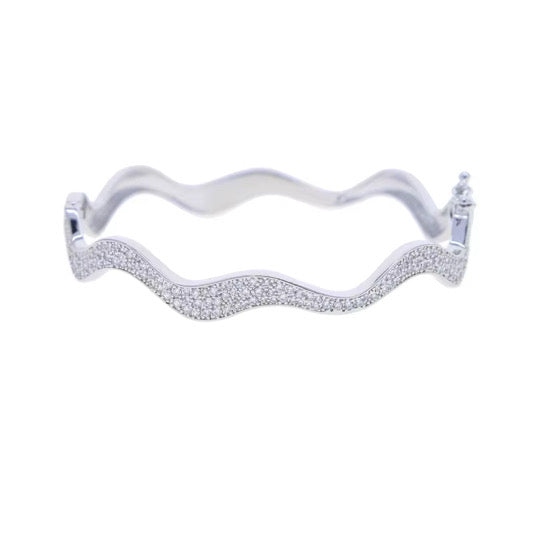 Thick White Topaz Bangle: The Calista
