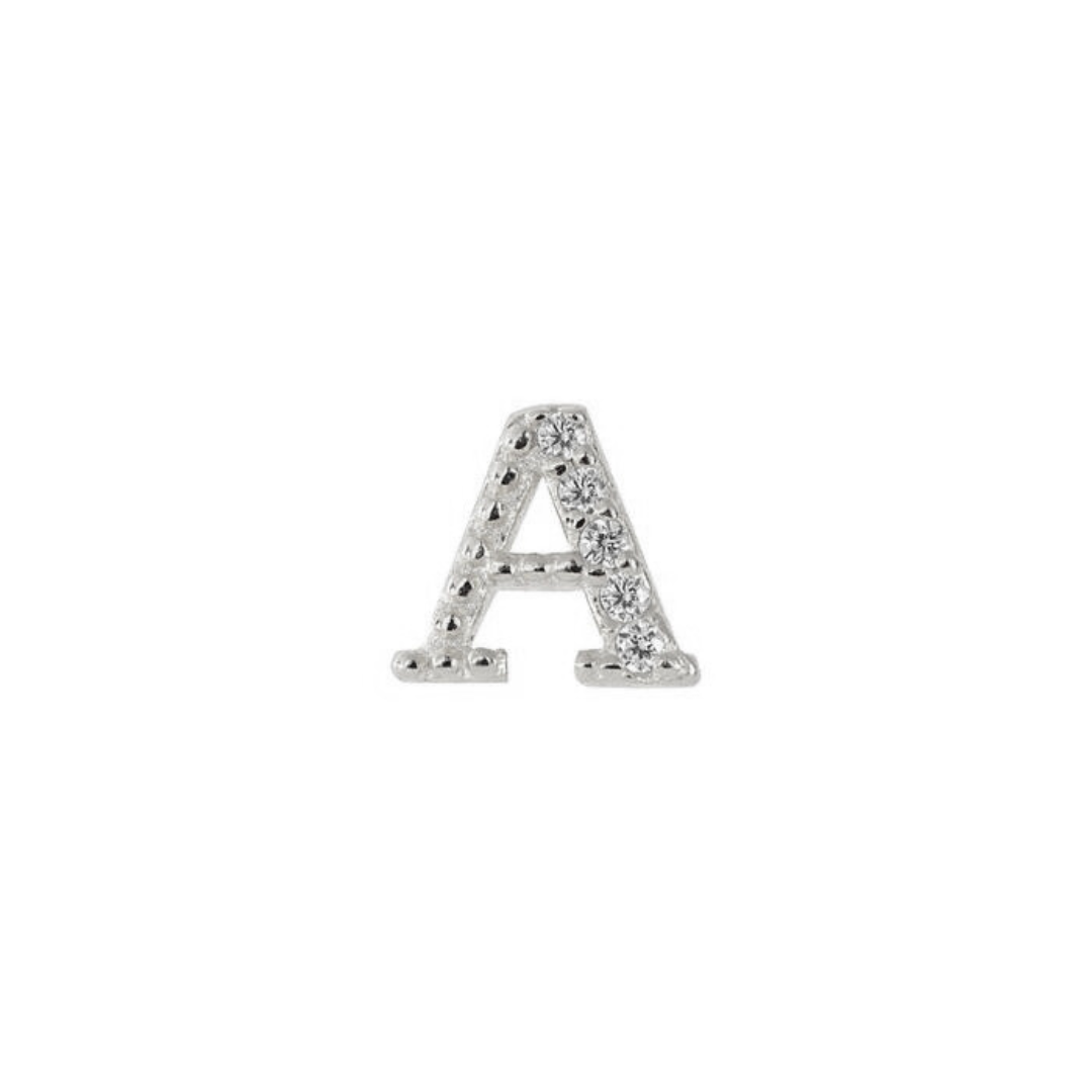 White Topaz Petite Initial Silver