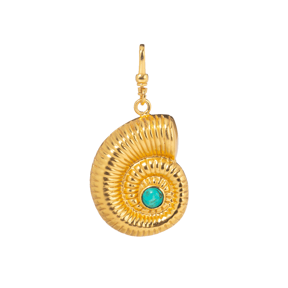 The Aurora: Reversible Ammonite Gold Shell (Turquoise & Pearl)