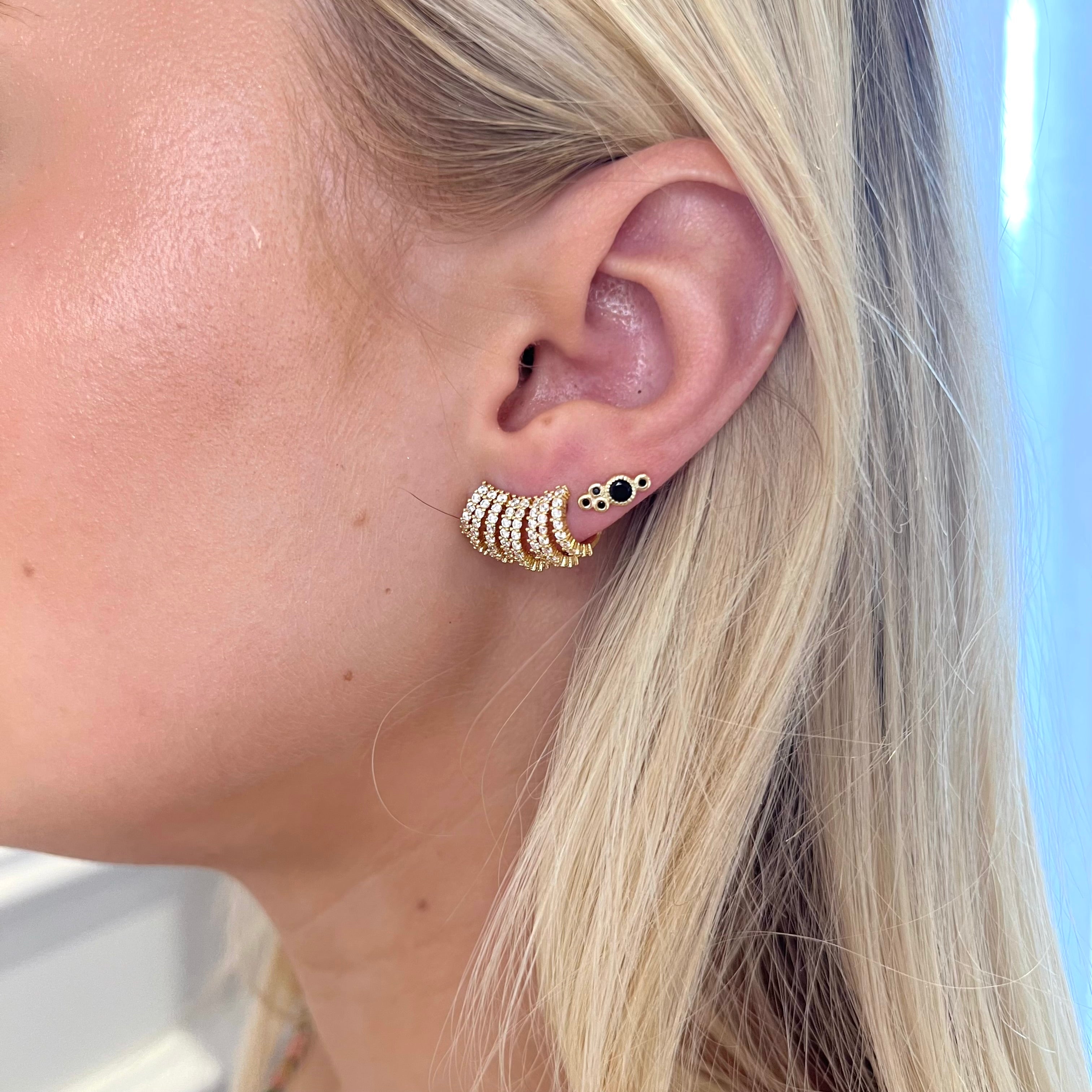 Dainty Black Gemstone Studs: The Reya
