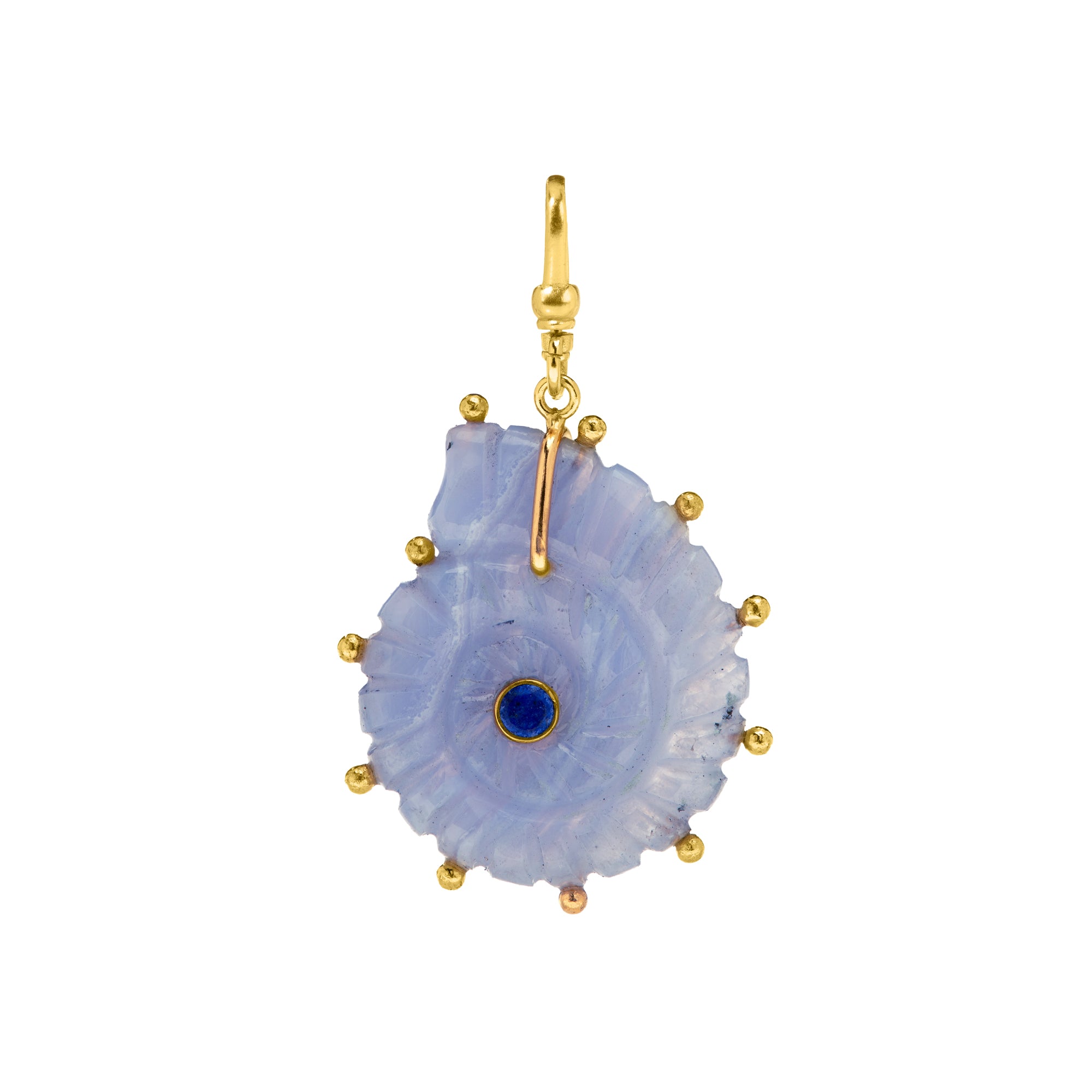 The Marina: Reversible Carved Blue Lace Ammonite Shell