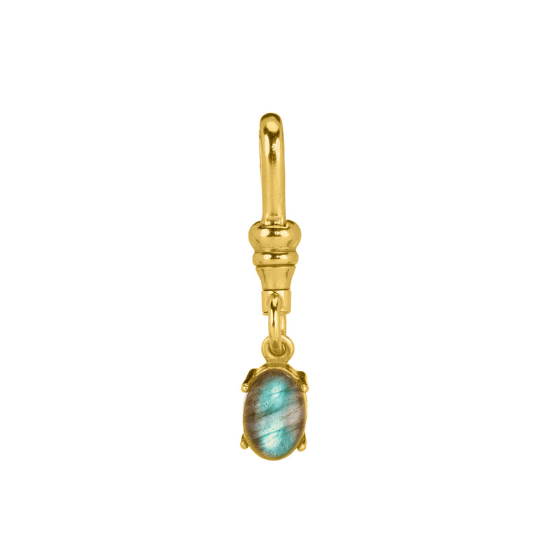 Mini Prong Oval Gemstone Charm (Labradorite)