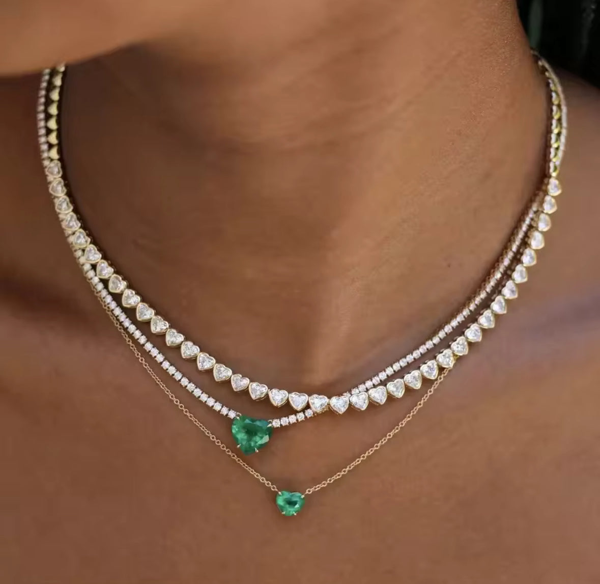 Sterling Silver White Topaz Heart Tennis Necklace: The Lucy