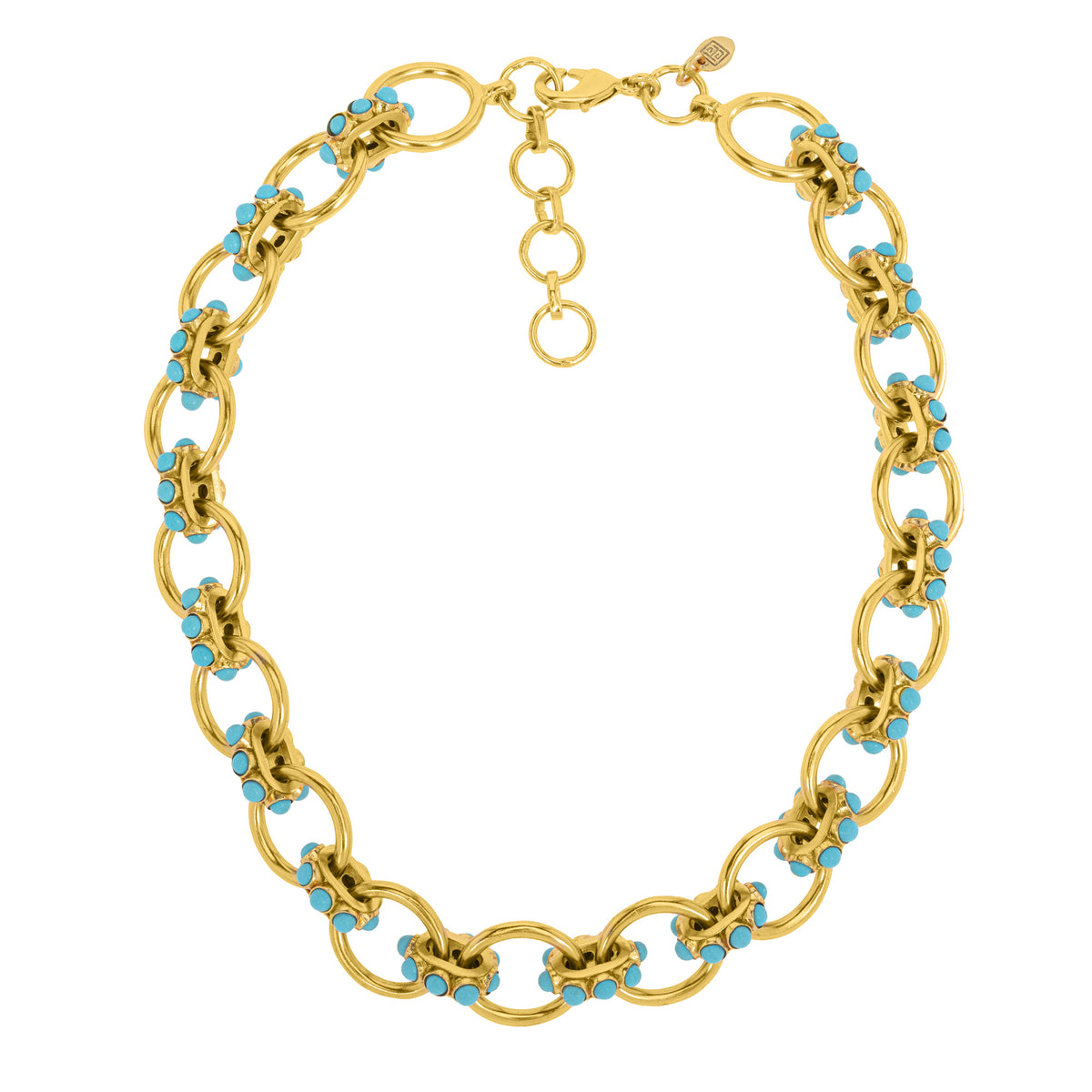 Chunky Link Gold Necklace With Turquoise: The Nicola