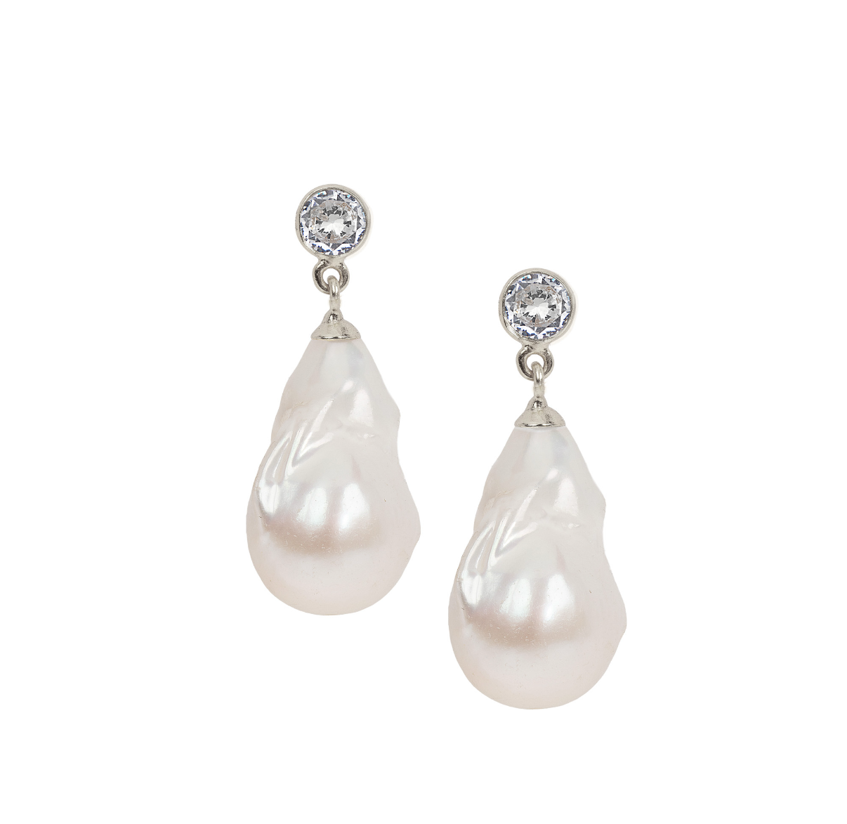 The Brianne: White Topaz & Baroque Pearl Earring