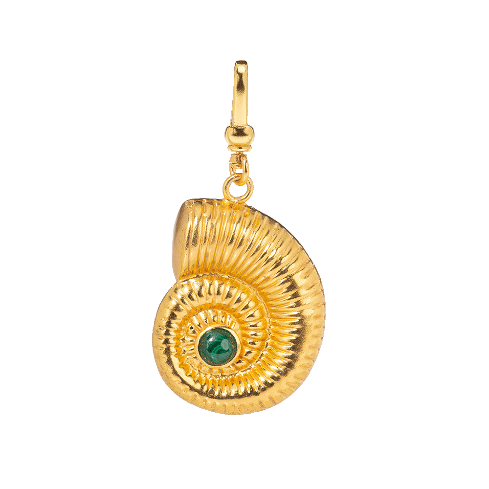 The Aurora: Reversible Ammonite Gold Shell (Malachite & Pearl)