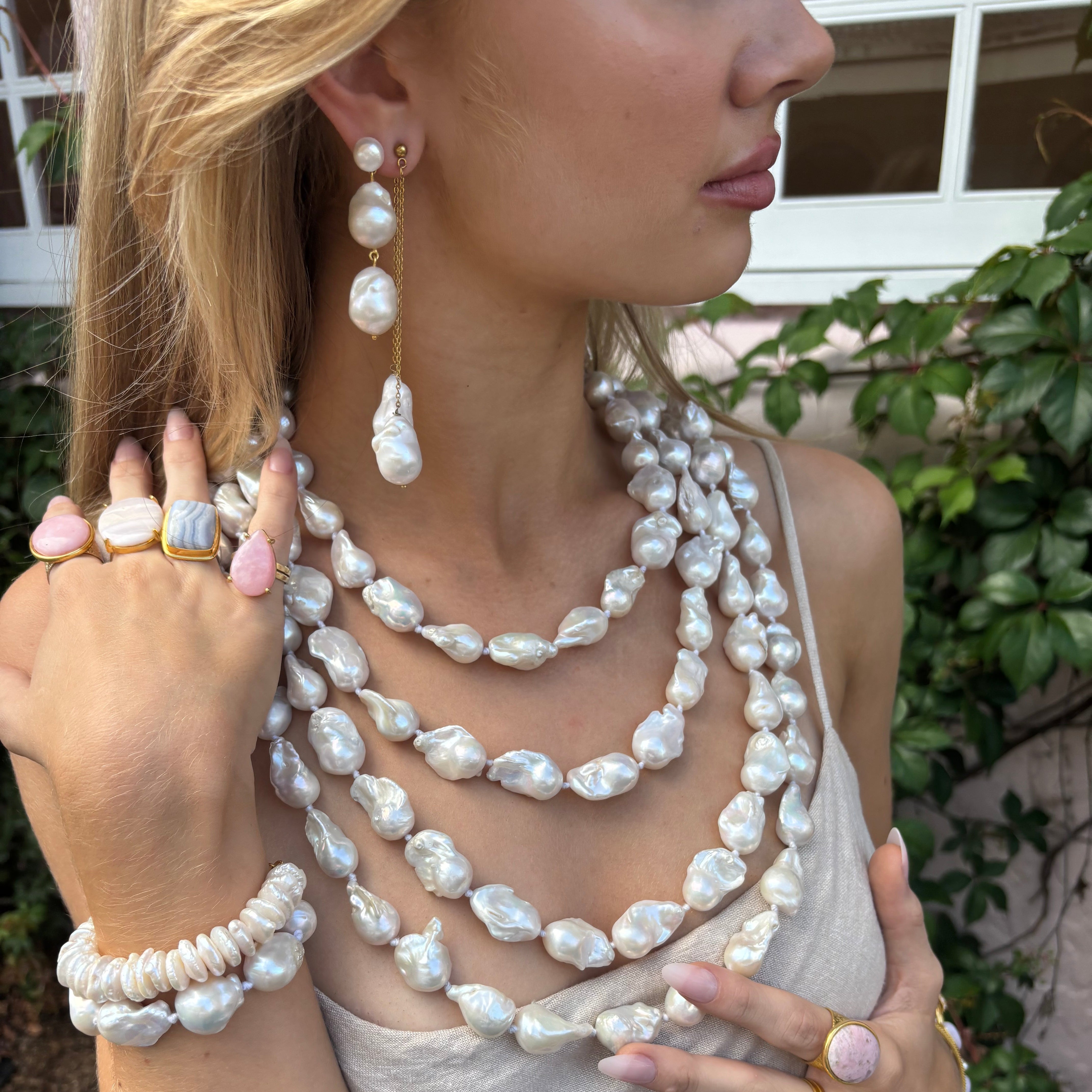 The Blake: Natural Baroque White Pearl Necklace
