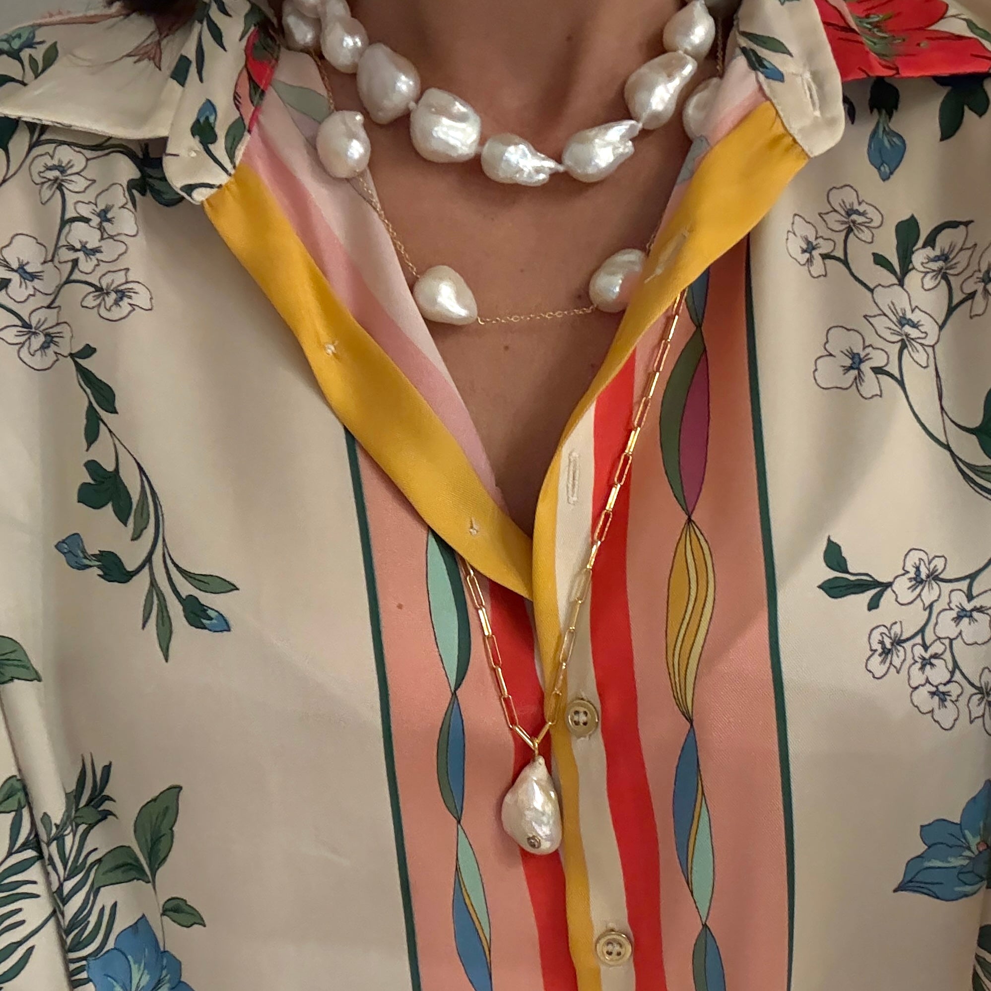 Paperclip Chain With Baroque Pearl Necklace: The Payton