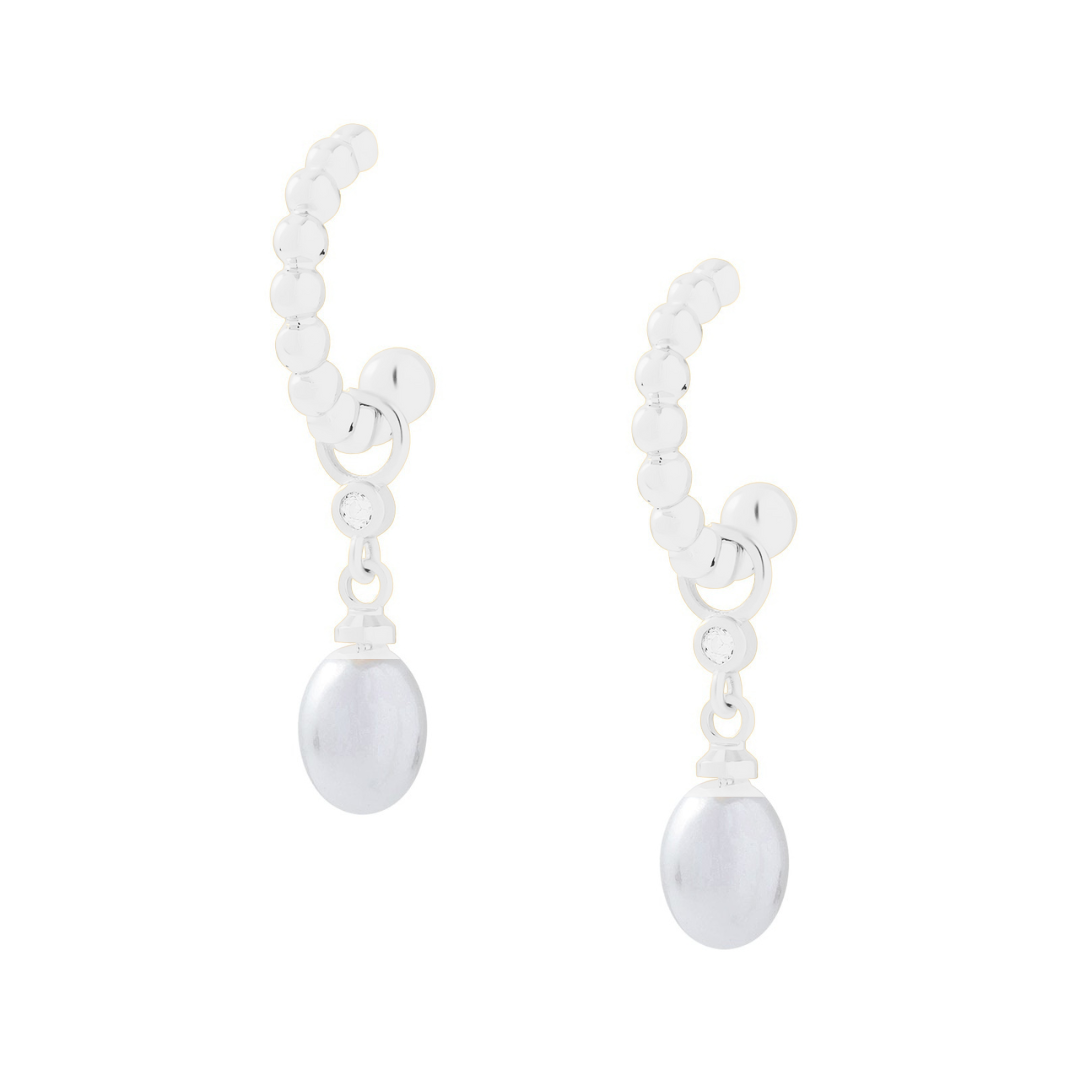 Bobble Huggie Earring with Pearl Drop: The Clara