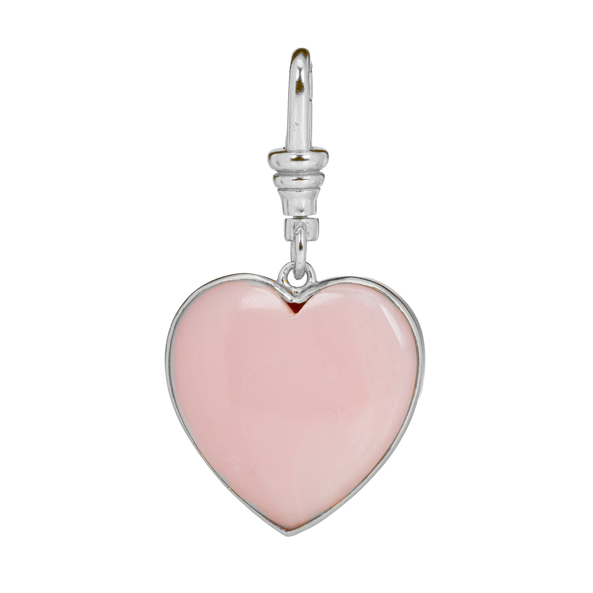Large Wide Pink Opal and Puffy Heart Reversible Charm: The Justine