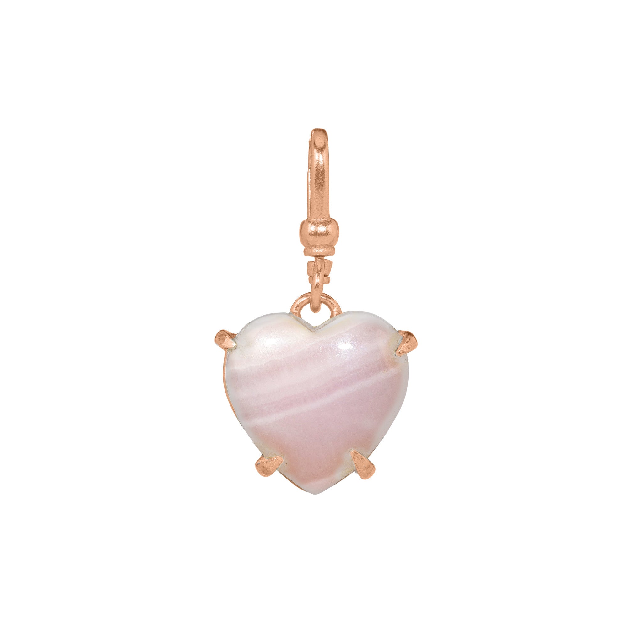 Small Pink Aragonite Love Heart Charm