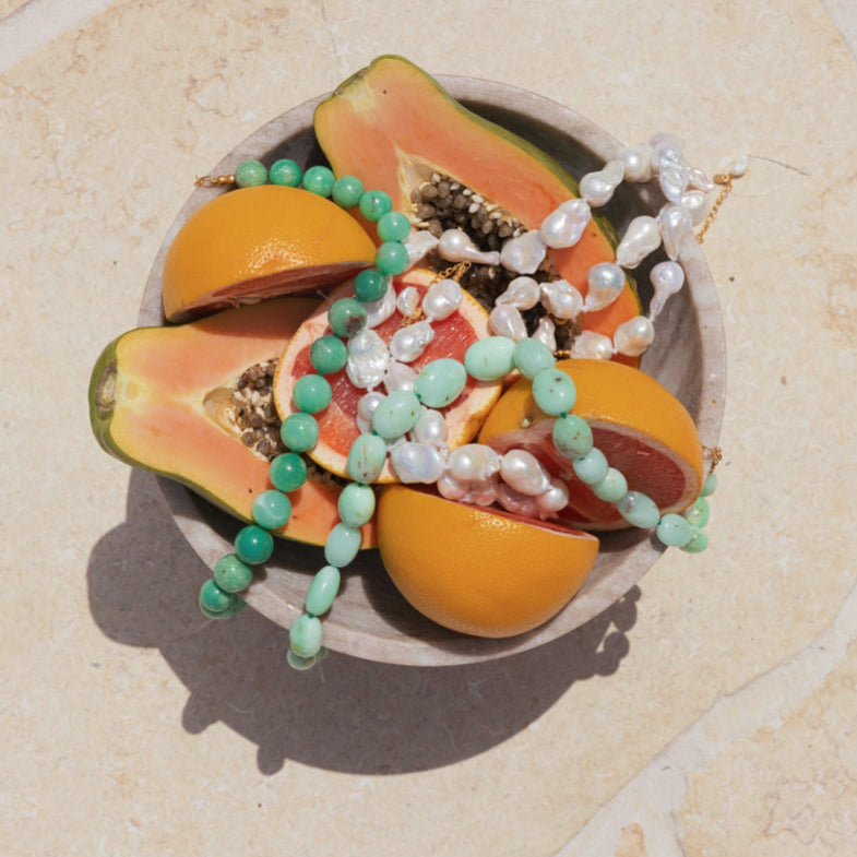 Natural, Round Australian Chrysoprase Necklace: The Ebony