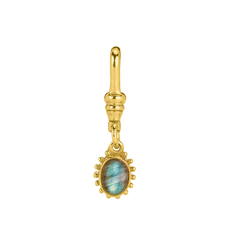 Mini Fancy Bezel Oval Gemstone Charm (Labradorite)