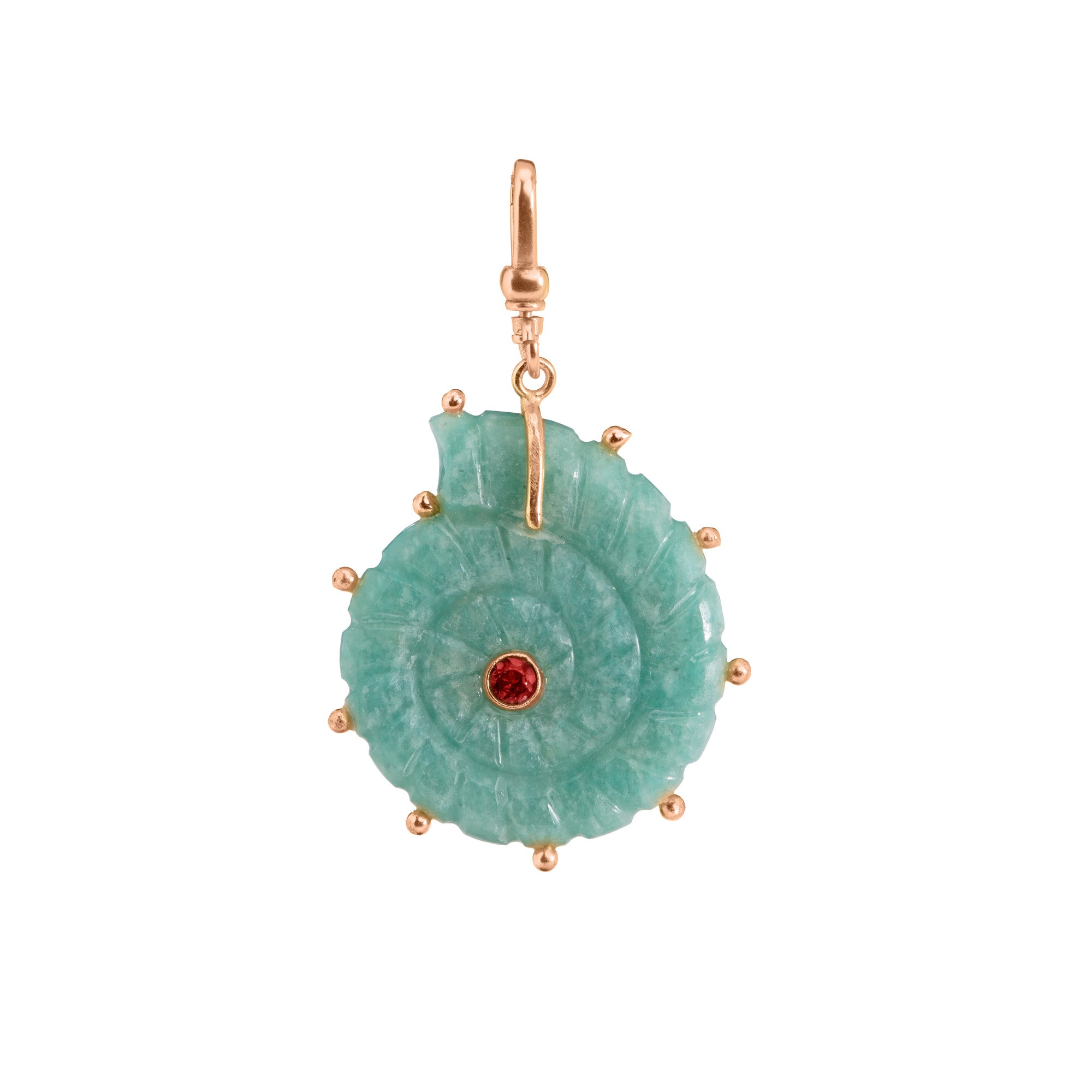 The Marina: Amazonite Reversible Carved Ammonite Shell