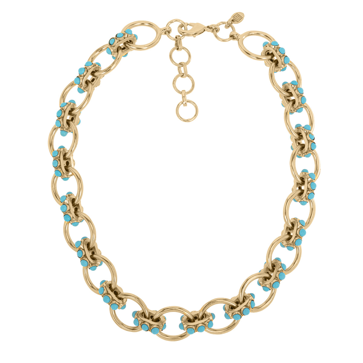 Chunky Link Gold Necklace With Turquoise: The Nicola