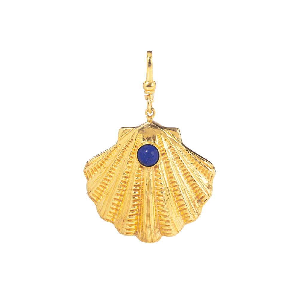 The Ariel: Lapis Lazuli & Pearl Reversible Shell Charm