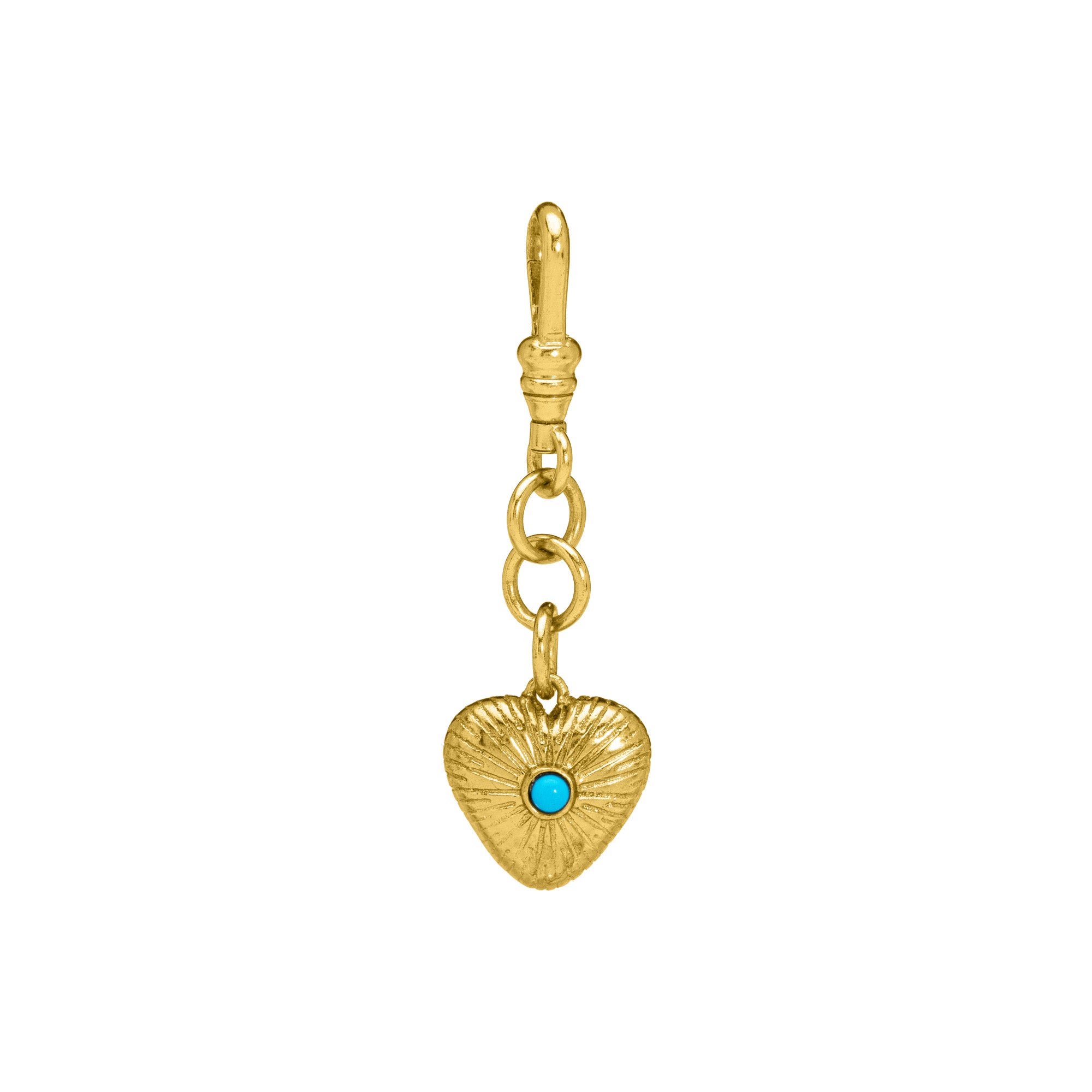 Engraved Puffy Heart Reversible Gemstone Charm