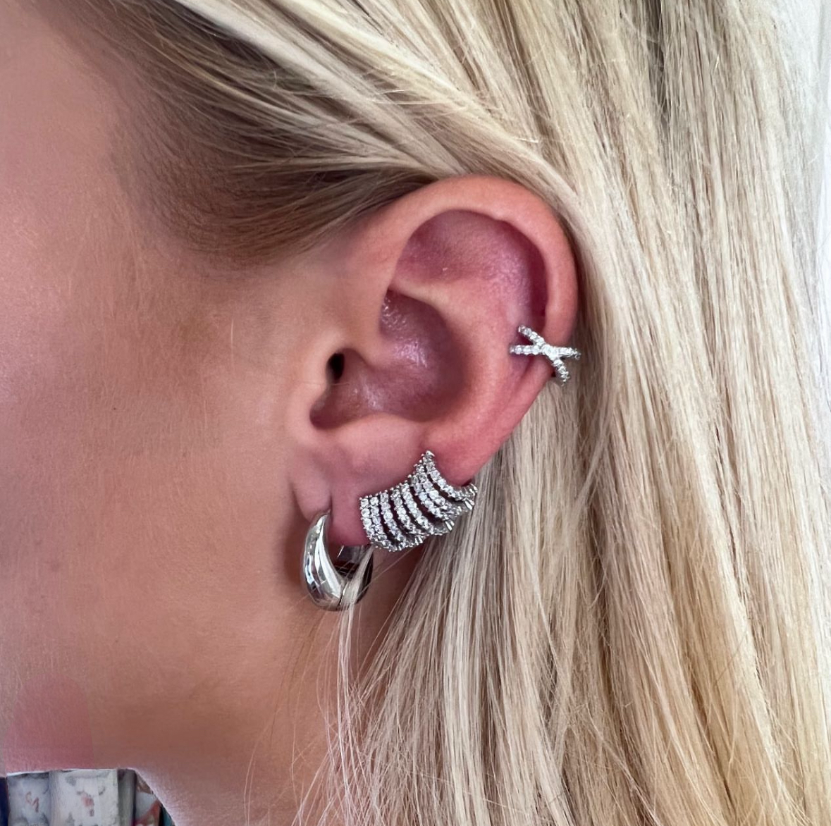 The Johanna: White Topaz Aligned Climber Earrings