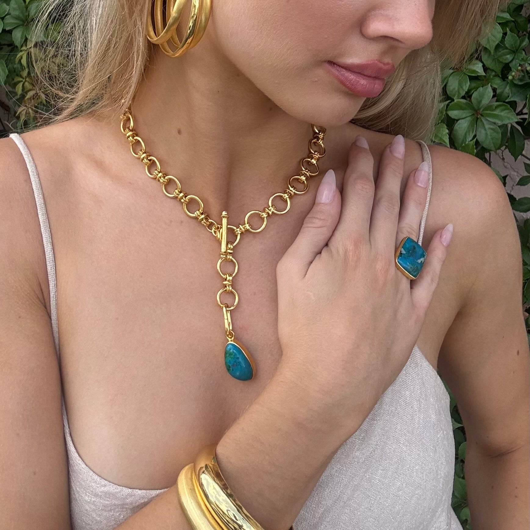 18k Gold Vermeil One Of A Kind Ring Chrysocolla