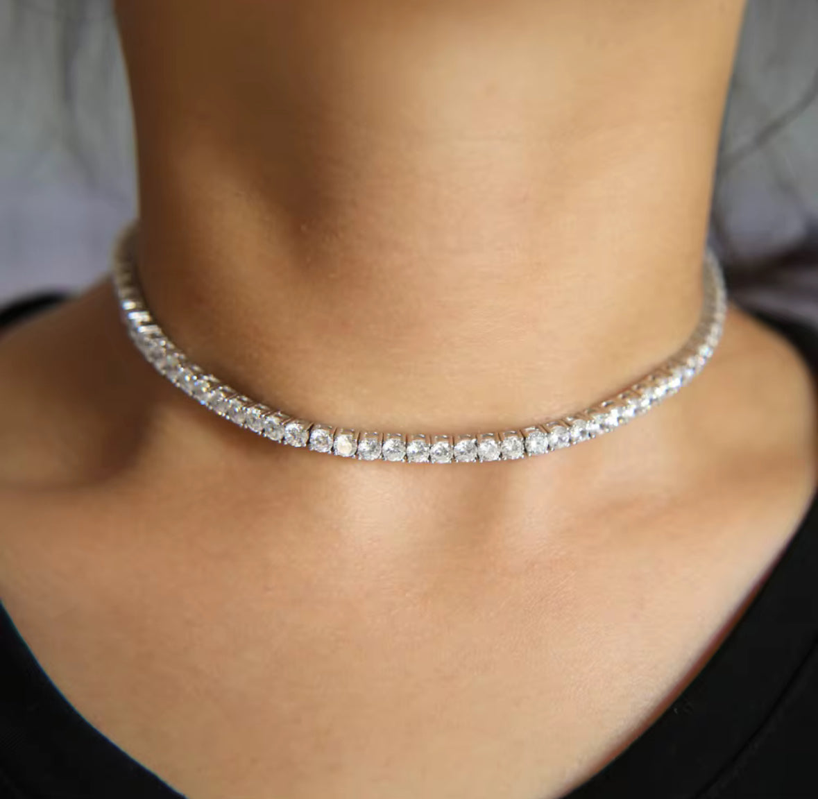 White Topaz Classic Tennis Necklace: The Tiffany