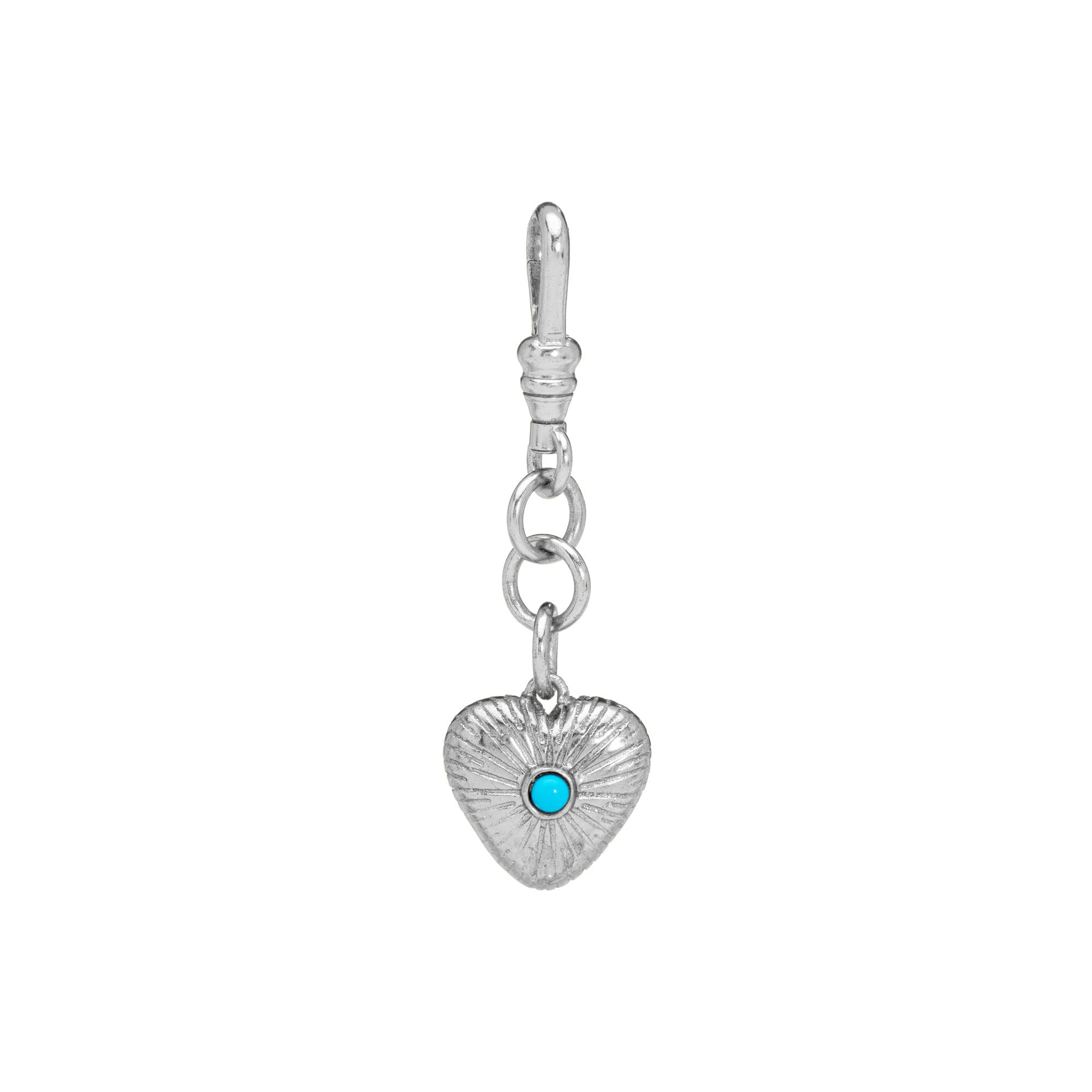 Engraved Puffy Heart Reversible Gemstone Charm