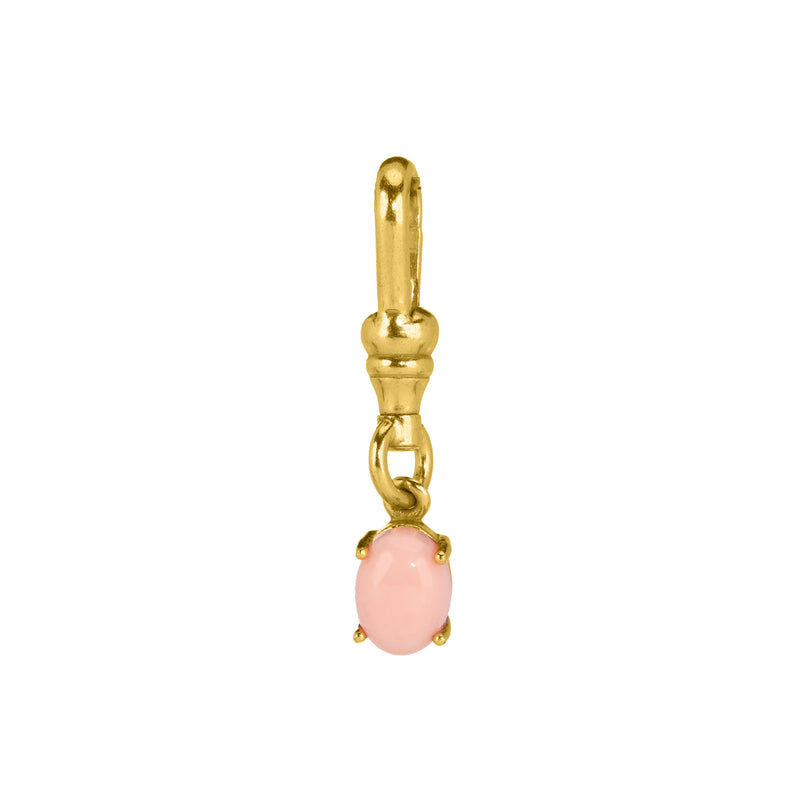 Mini Prong Oval Gemstone Charm (Pink Opal)