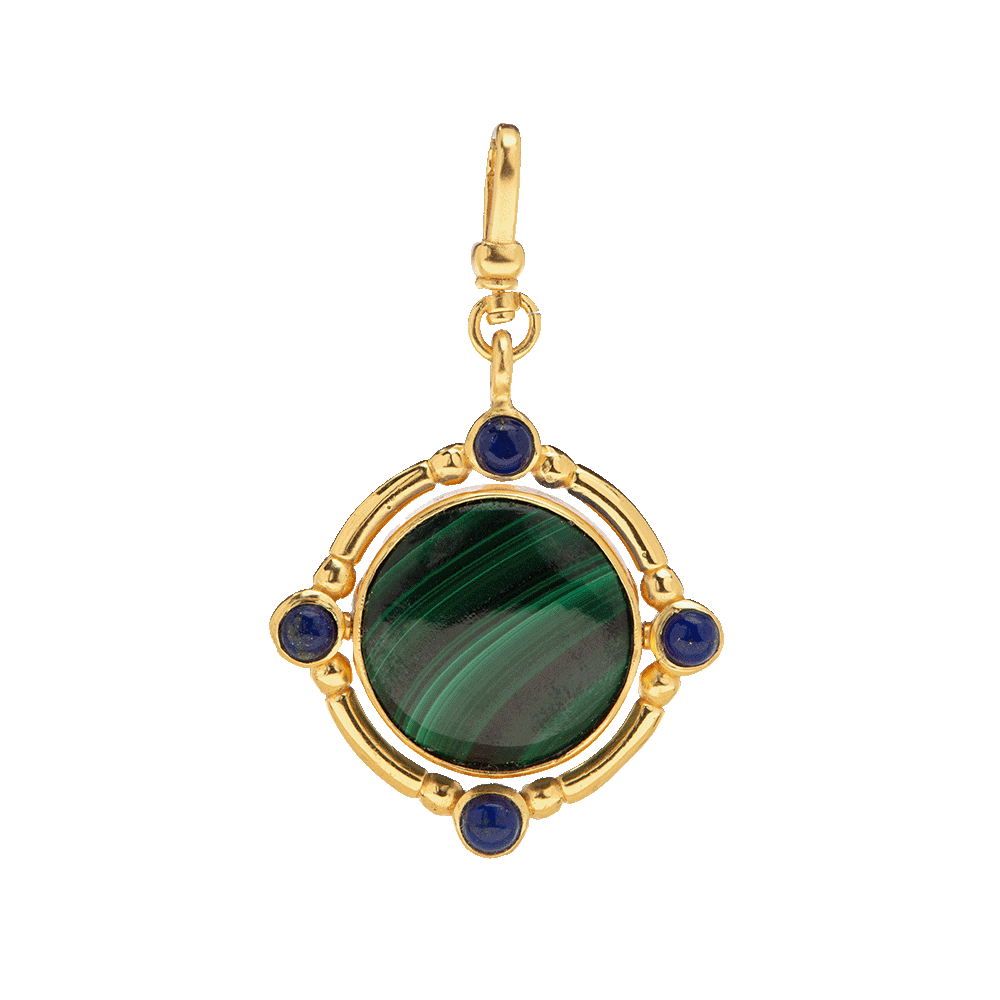 The Odette(Jodette): Pink Opal & Malachite 4-in-1 Reversible/Flippable Charm