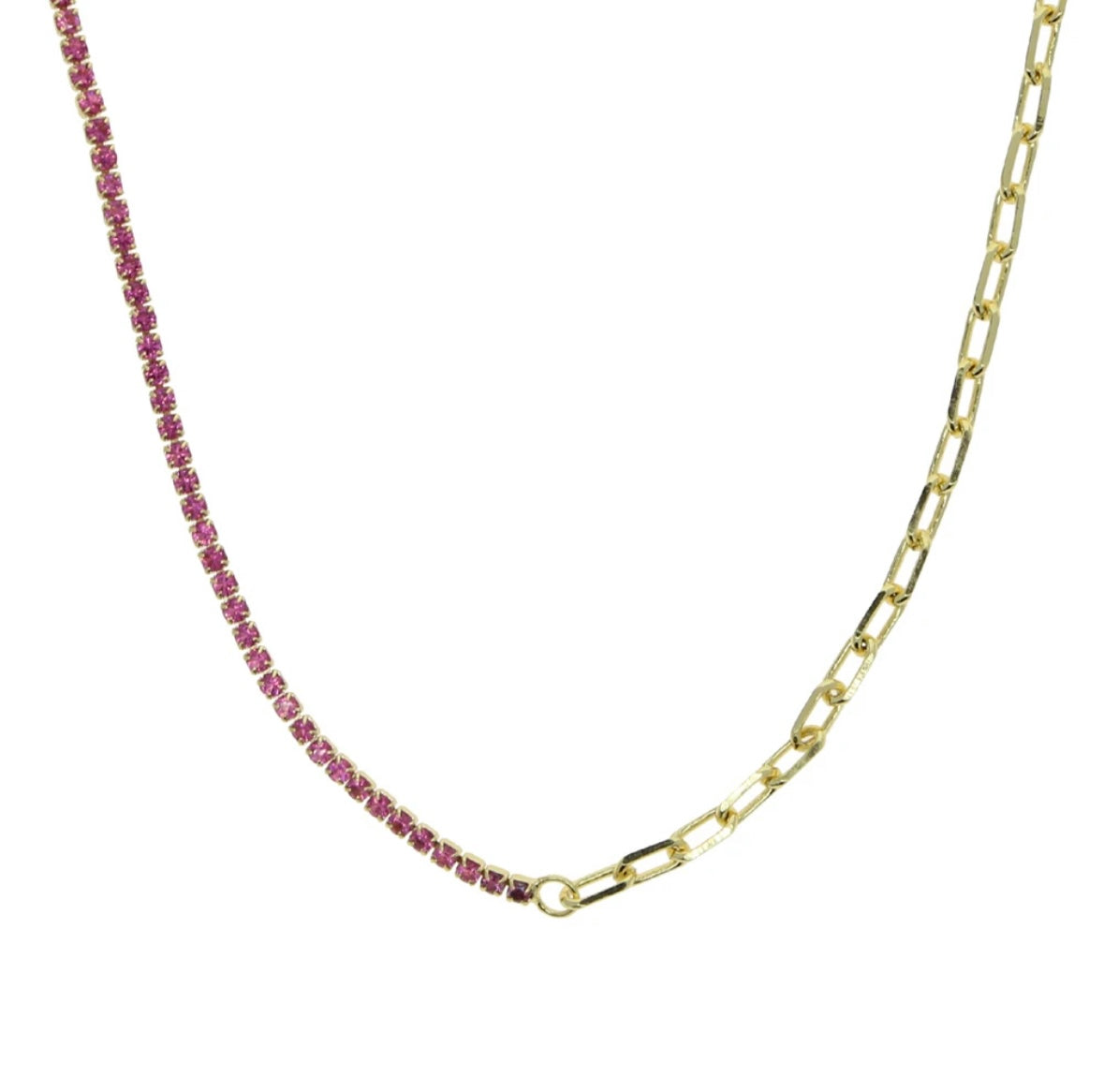 5 For 60% Off - 18k Gold Vermeil Half Link Half Gemstone Necklace: The Felicia