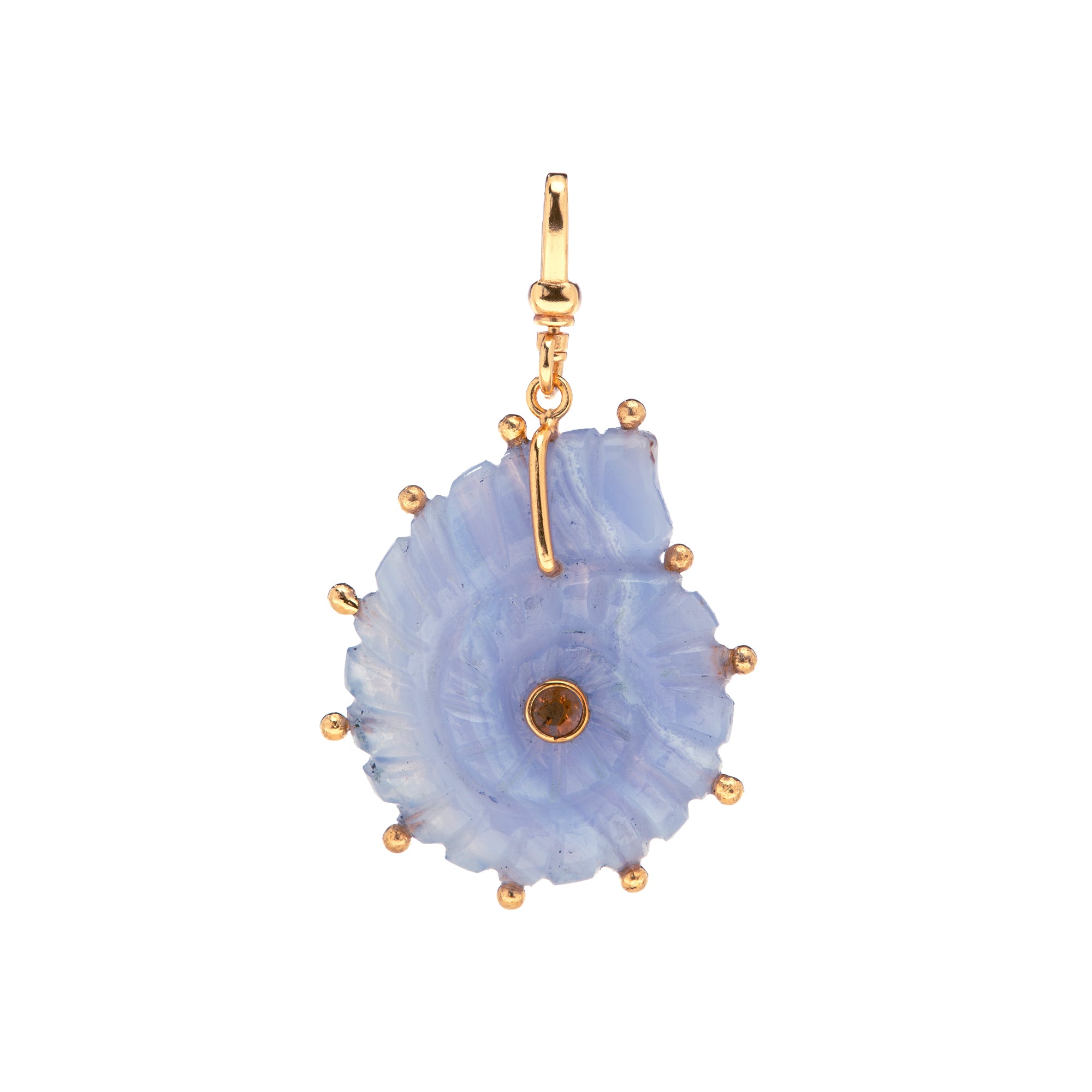 The Marina: Reversible Carved Blue Lace Ammonite Shell