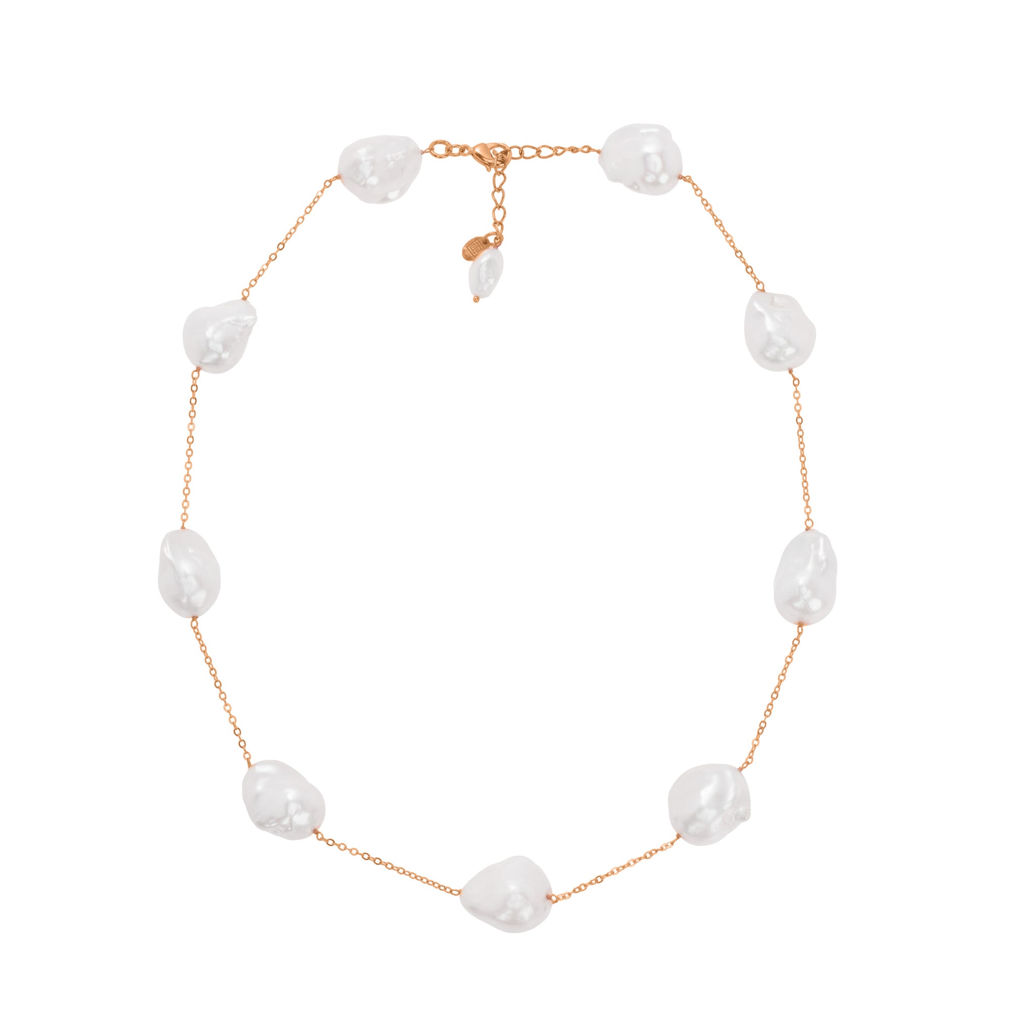 The Audrey: White Baroque Pearl & Chain Necklace