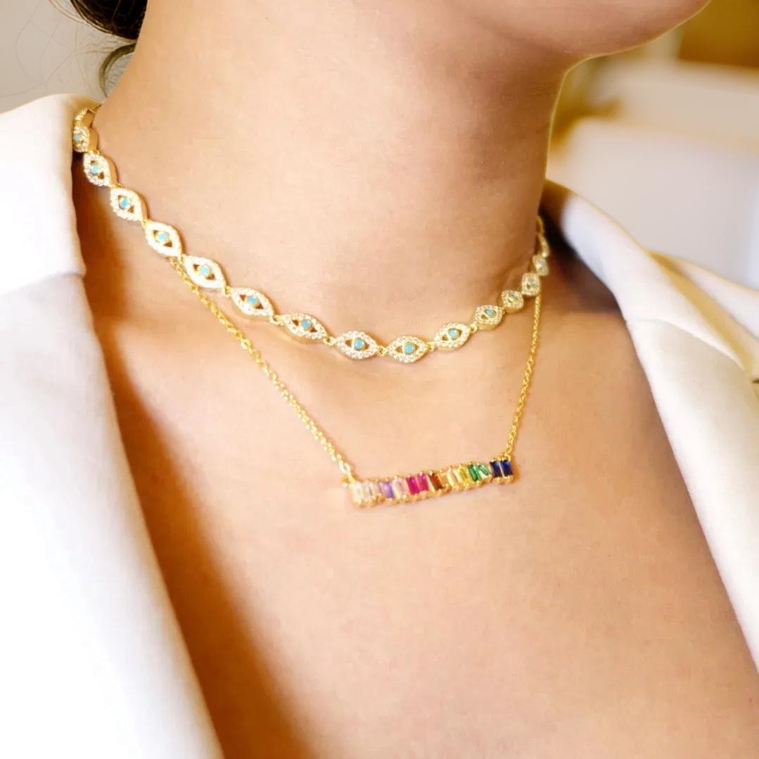 18k Gold Vermeil Evil Eye Necklace: The Eileen