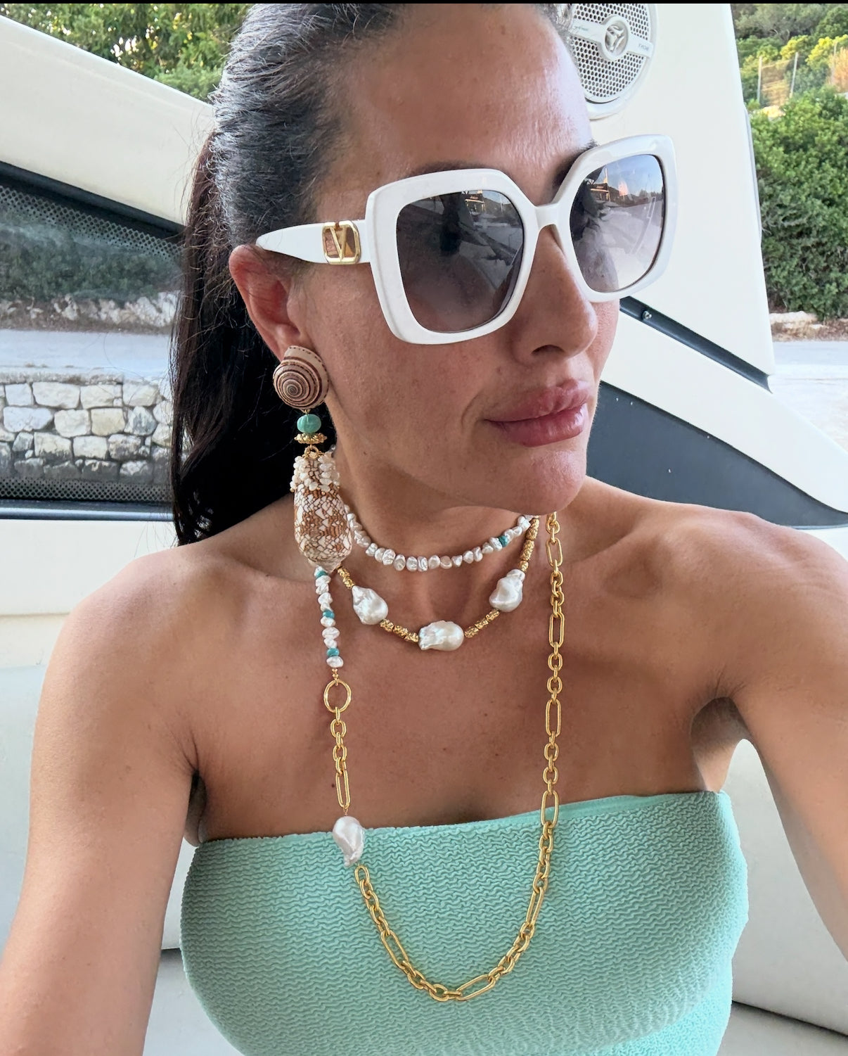 Link & Natural Pearl Necklace: The Greta