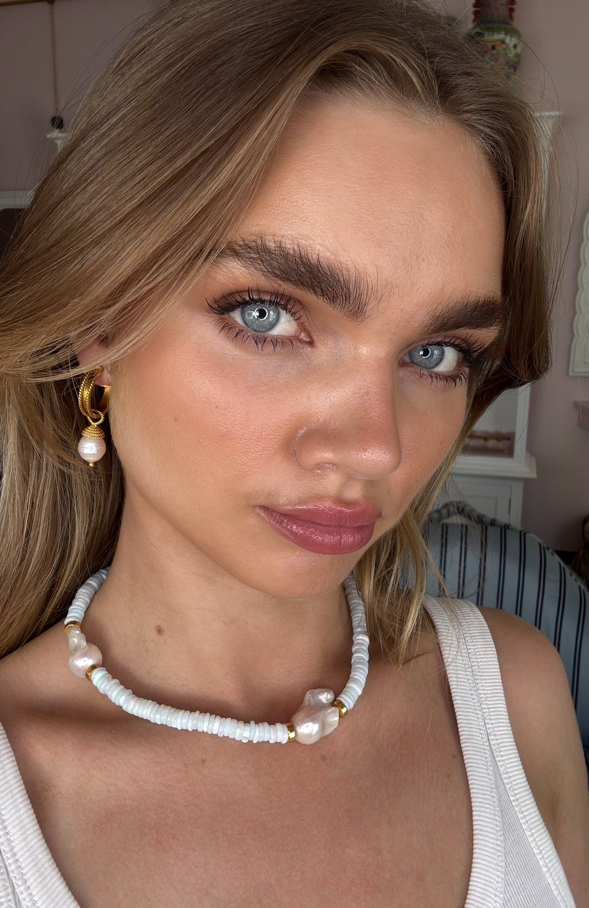Aquamarine And Baroque Pearl Necklace: The Jenna
