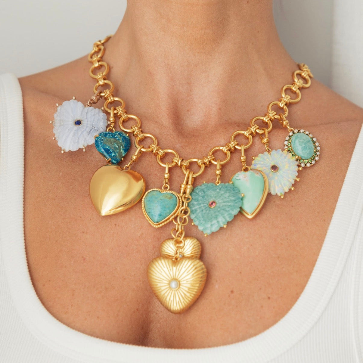 The Mabel: Reversible Carved Amazonite Heart
