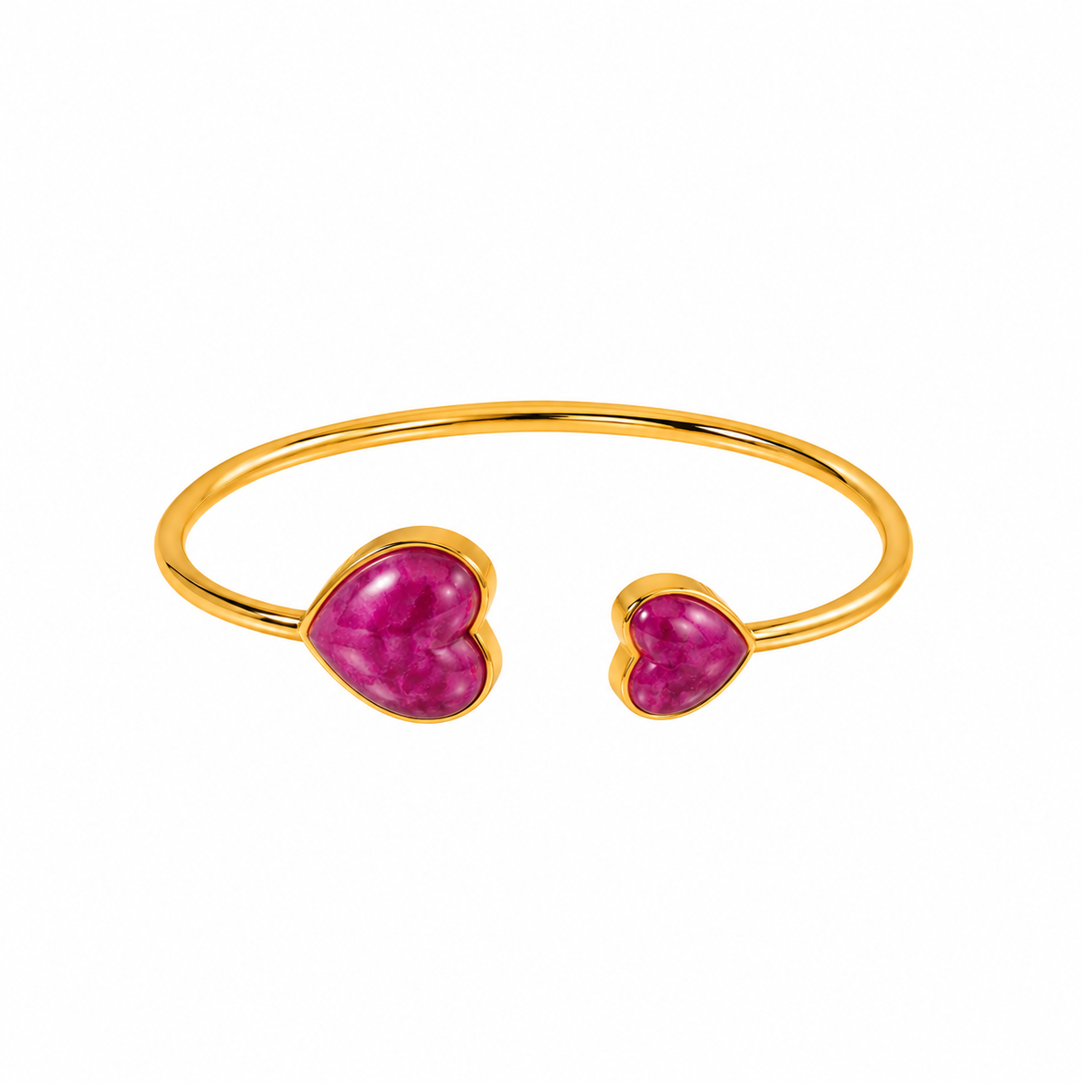 Double Pink Mohave Heart Gemstone Adjustable Cuff: The Saree