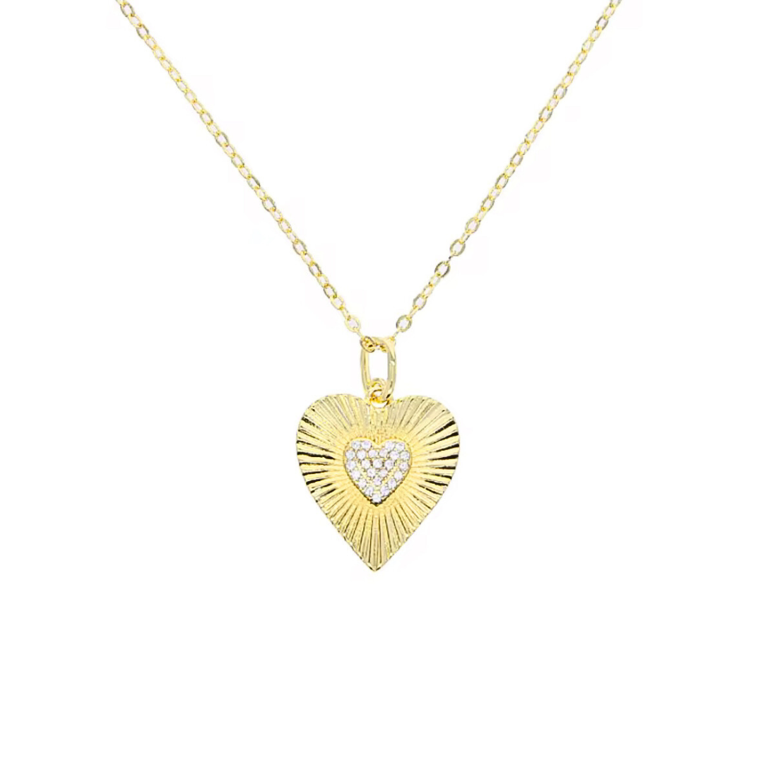 5 For 60% Off - White Topaz Love Heart Necklace: The Arkie