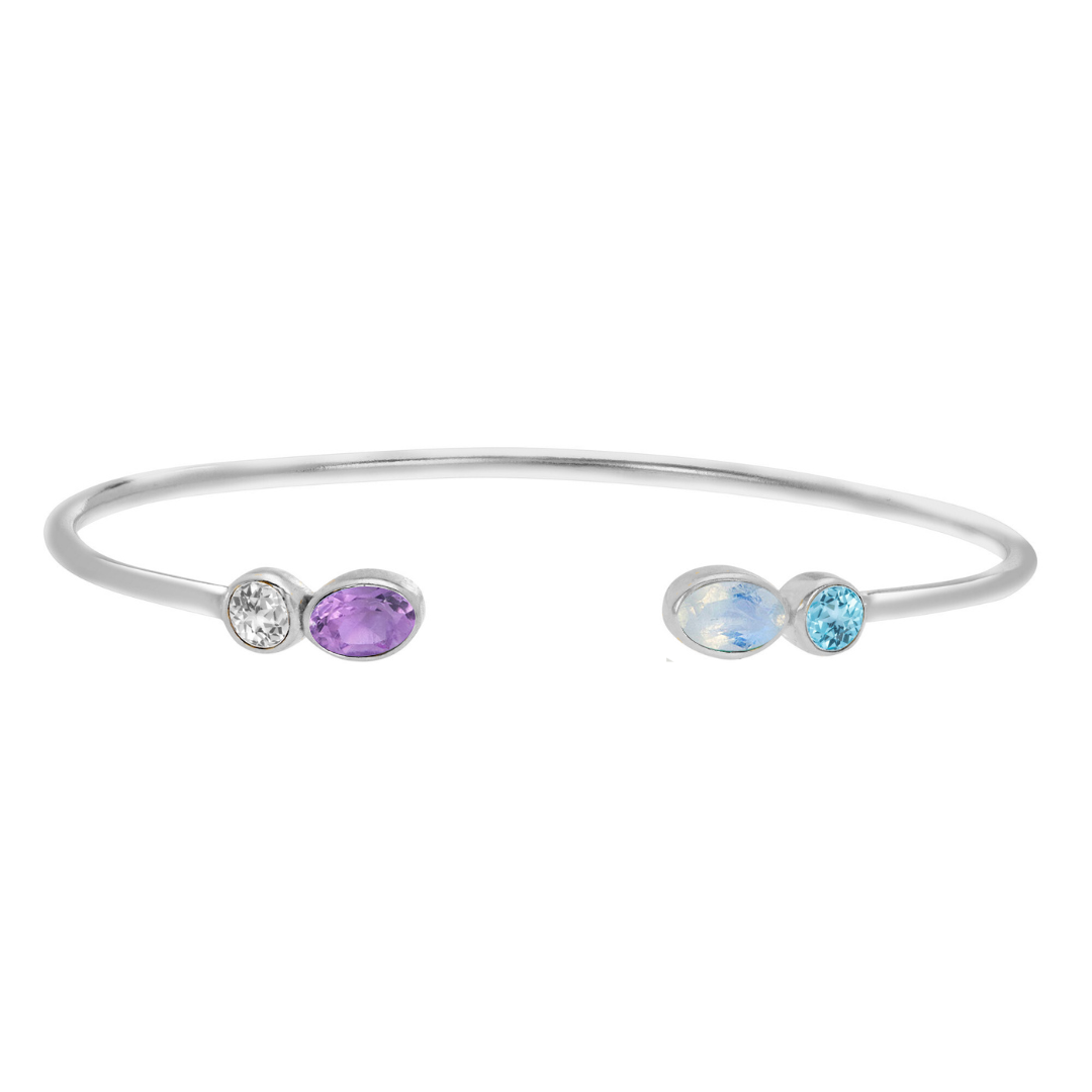 Personalised Birthstone Cuff (4 Gemstones)