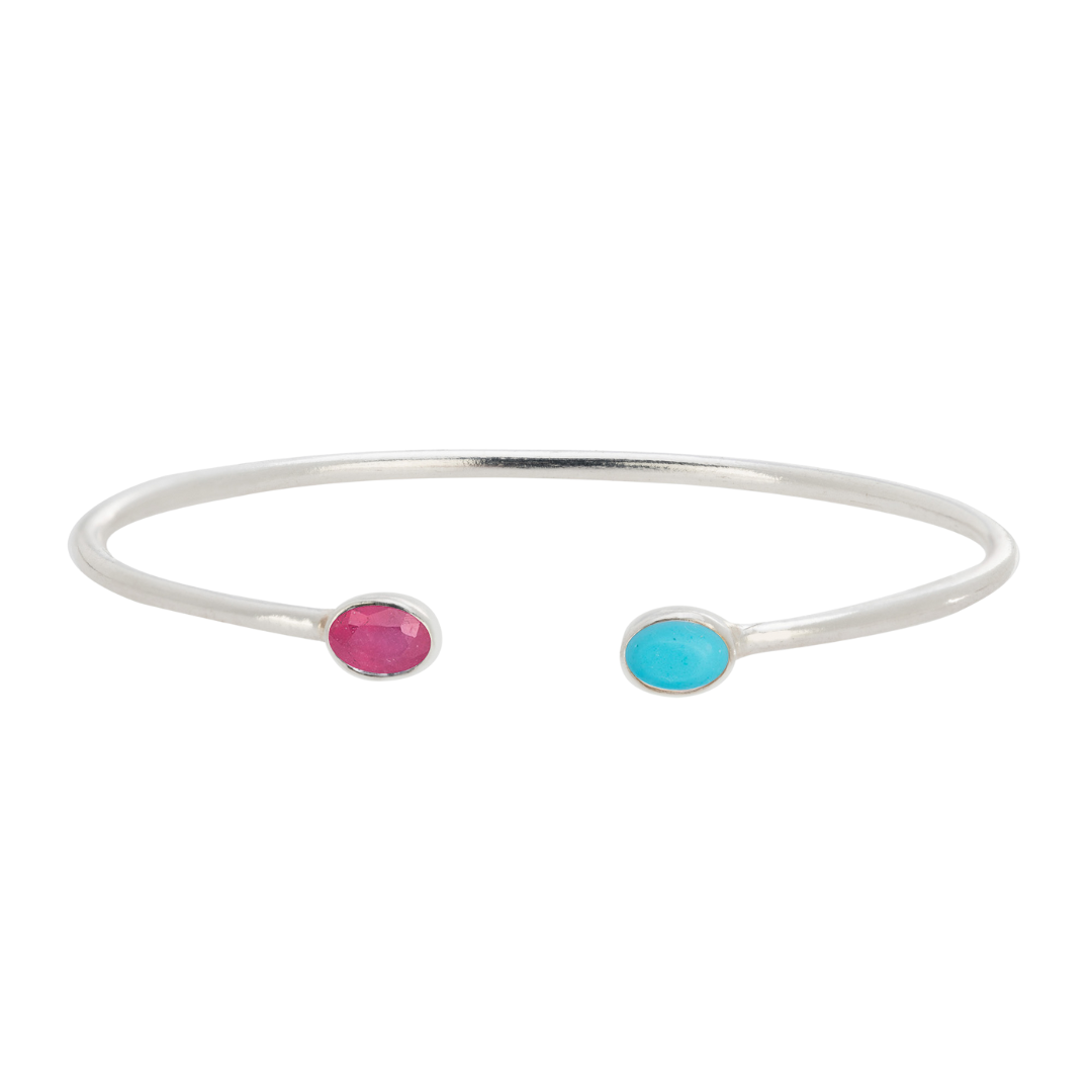 Personalised Birthstone Cuff (2 Gemstones)