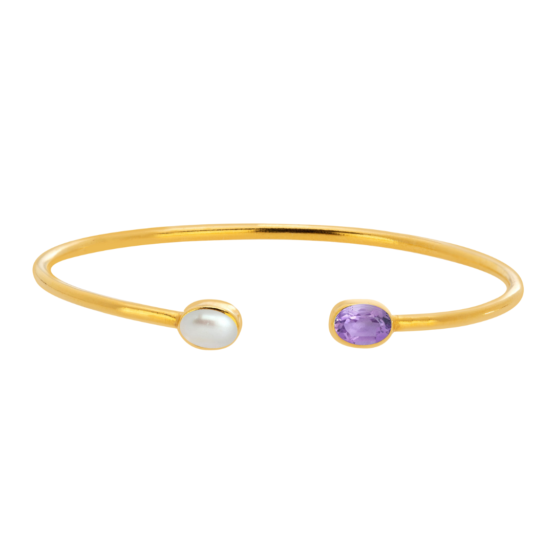 Personalised Birthstone Cuff (2 Gemstones)