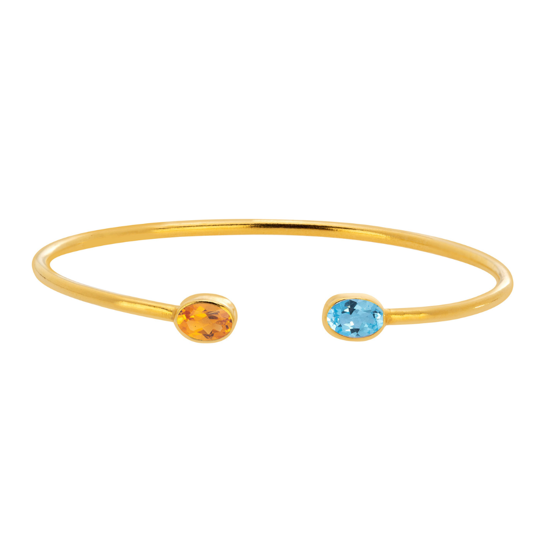 Personalised Birthstone Cuff (2 Gemstones)