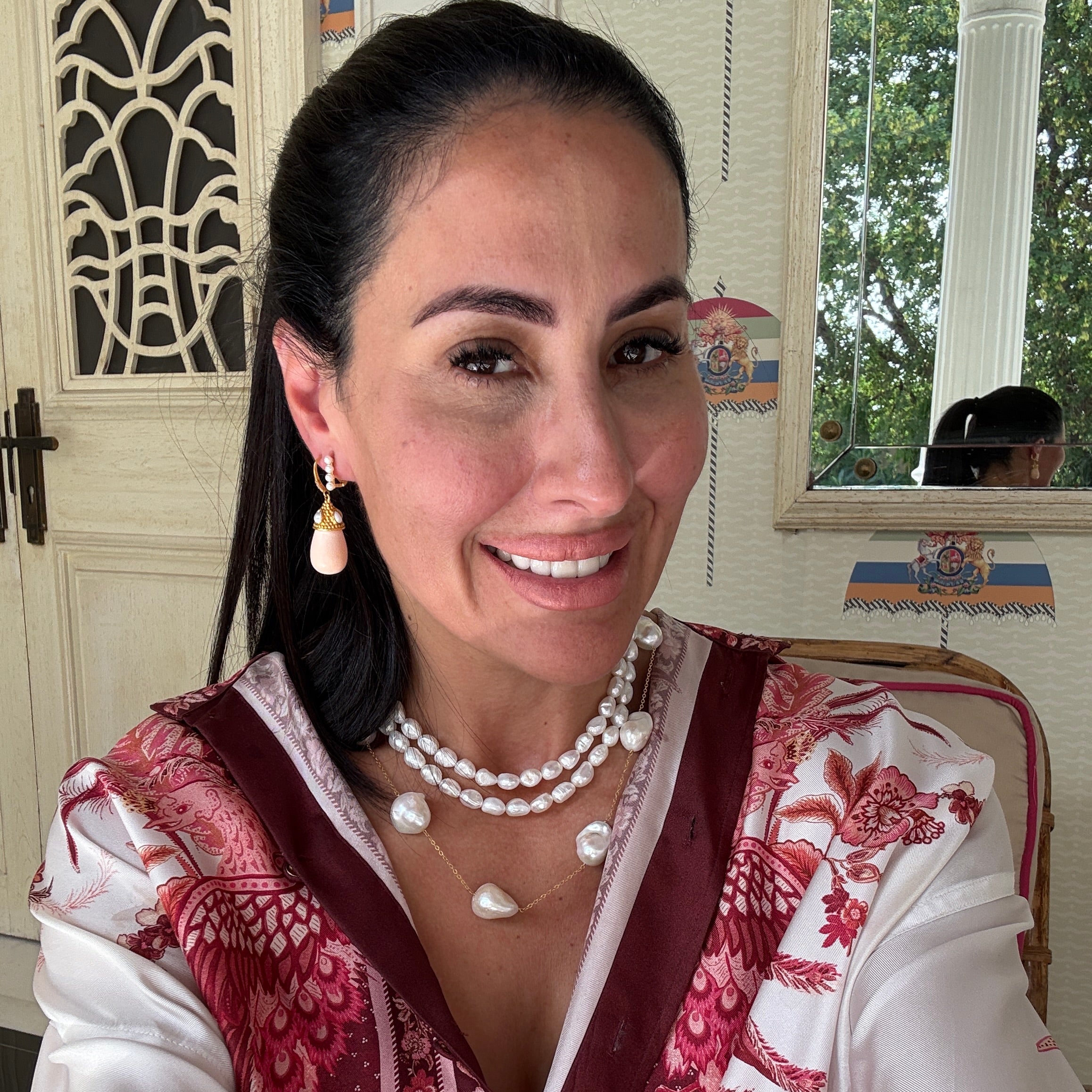 The Audrey: White Baroque Pearl & Chain Necklace